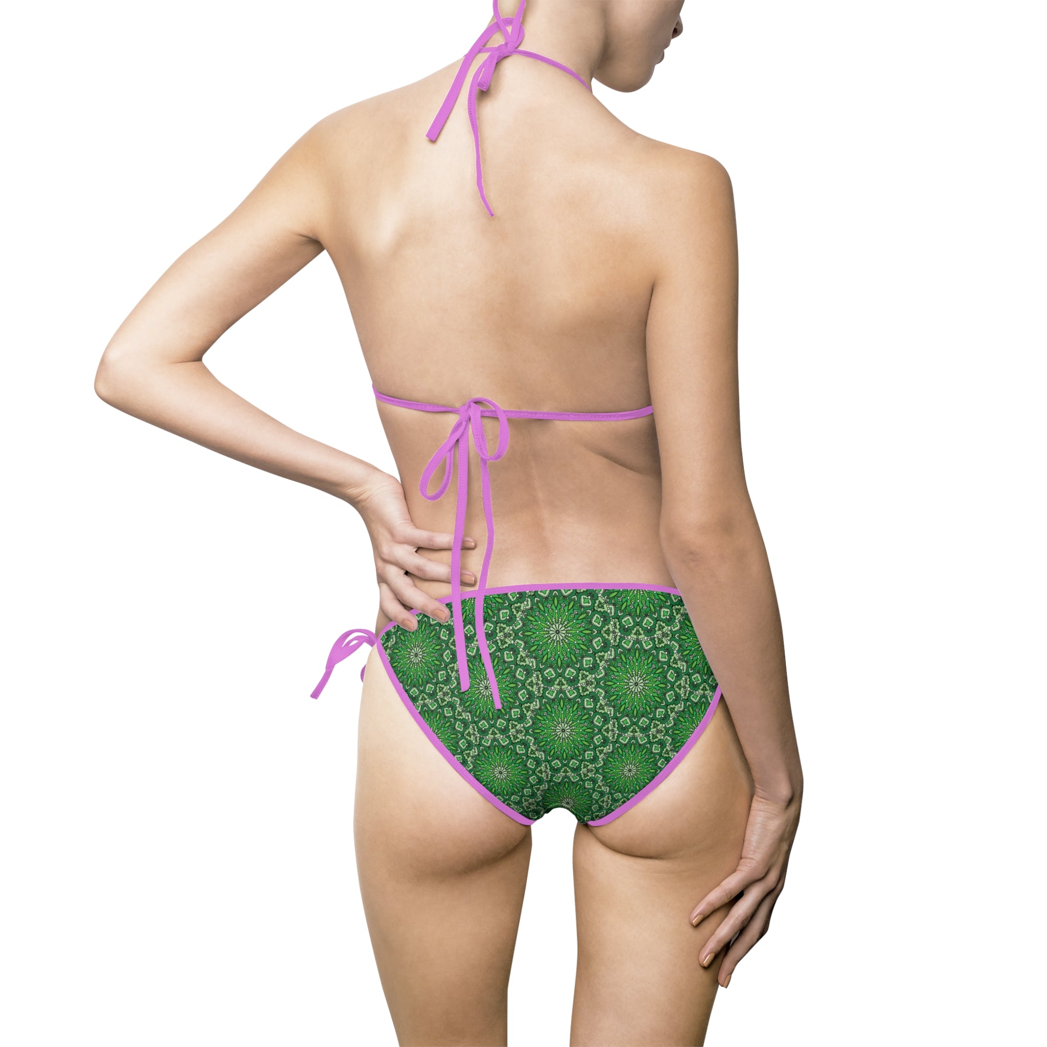 Green Mandala Print Bikini — Women's Tie-Side Two-Piece Swimsuit