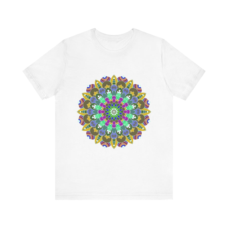 Colorful Mandala Peace T-Shirt - Spiritual Art: A vibrant, intricately designed t-shirt featuring a mandala pattern representing peace and spirituality
