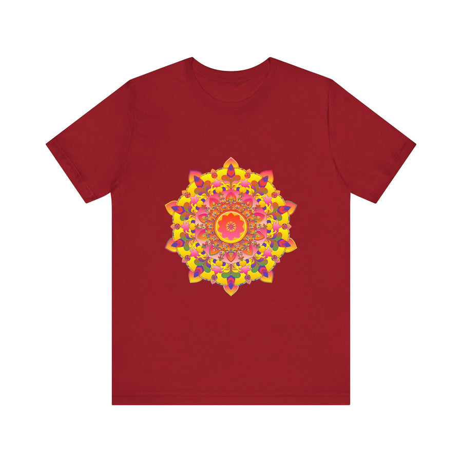 Colorful, intricate mandala design tee shirt with spiritual art vibes