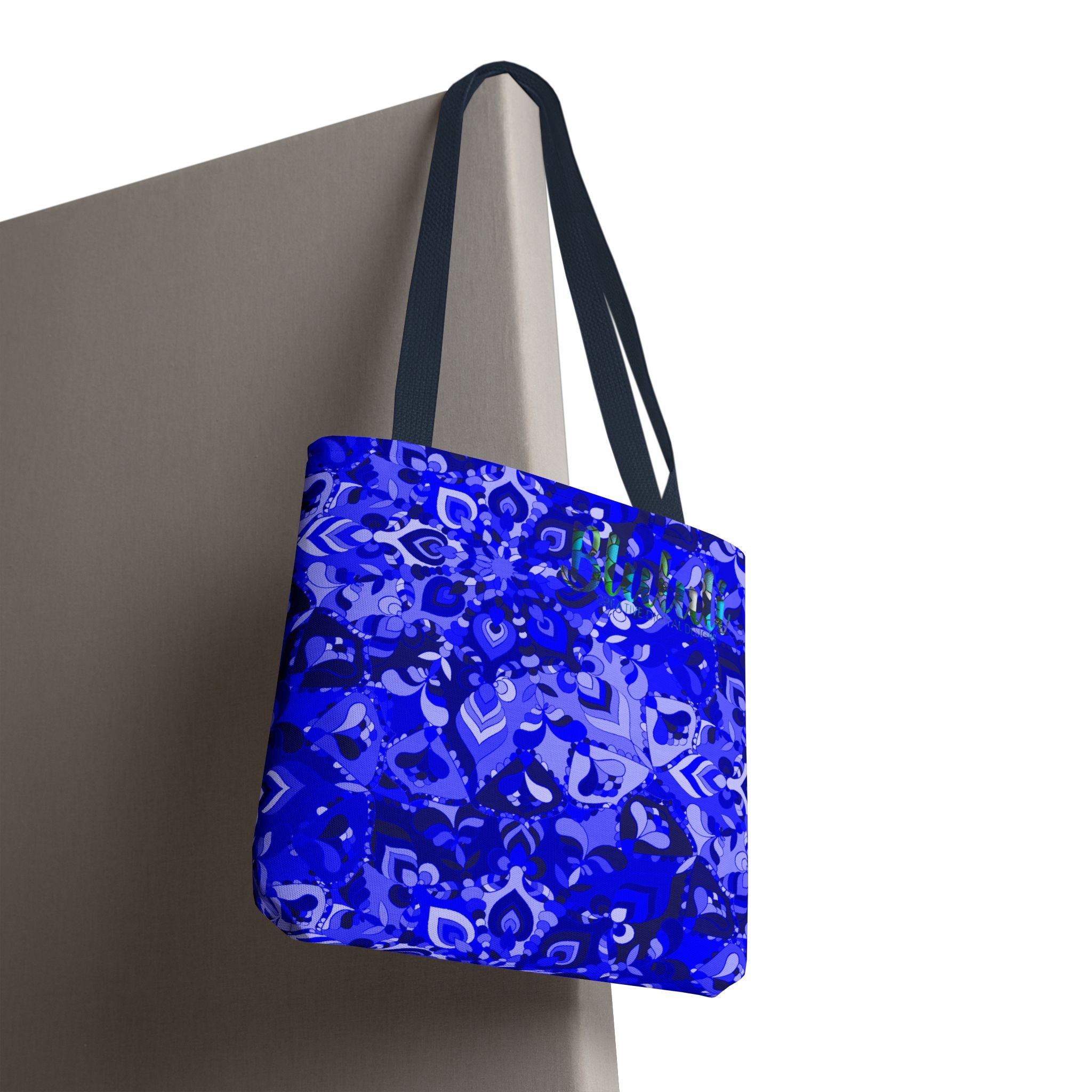 Borsa tote con design mandala blu per un uso quotidiano elegante