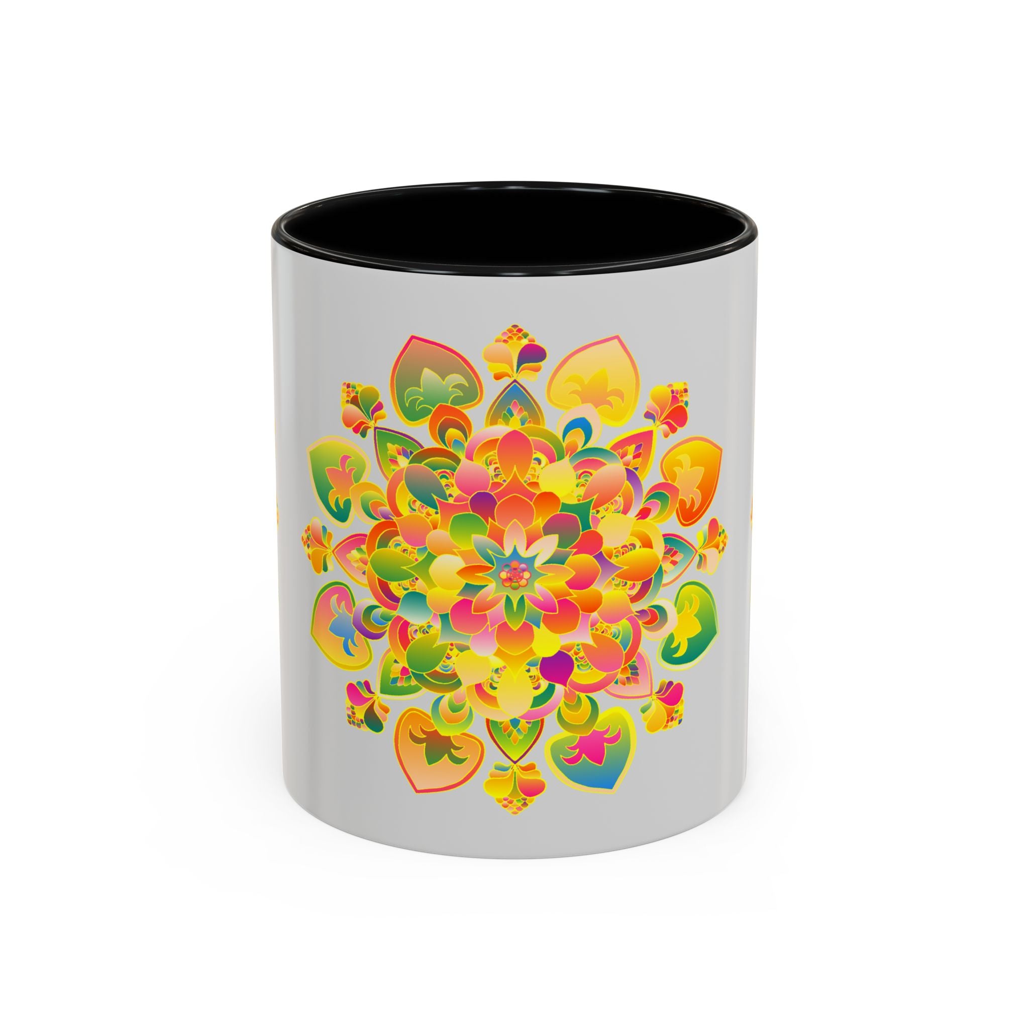 Colorful ceramic mug with intricate floral mandala design, perfect for enjoying your favorite hot beverages in style