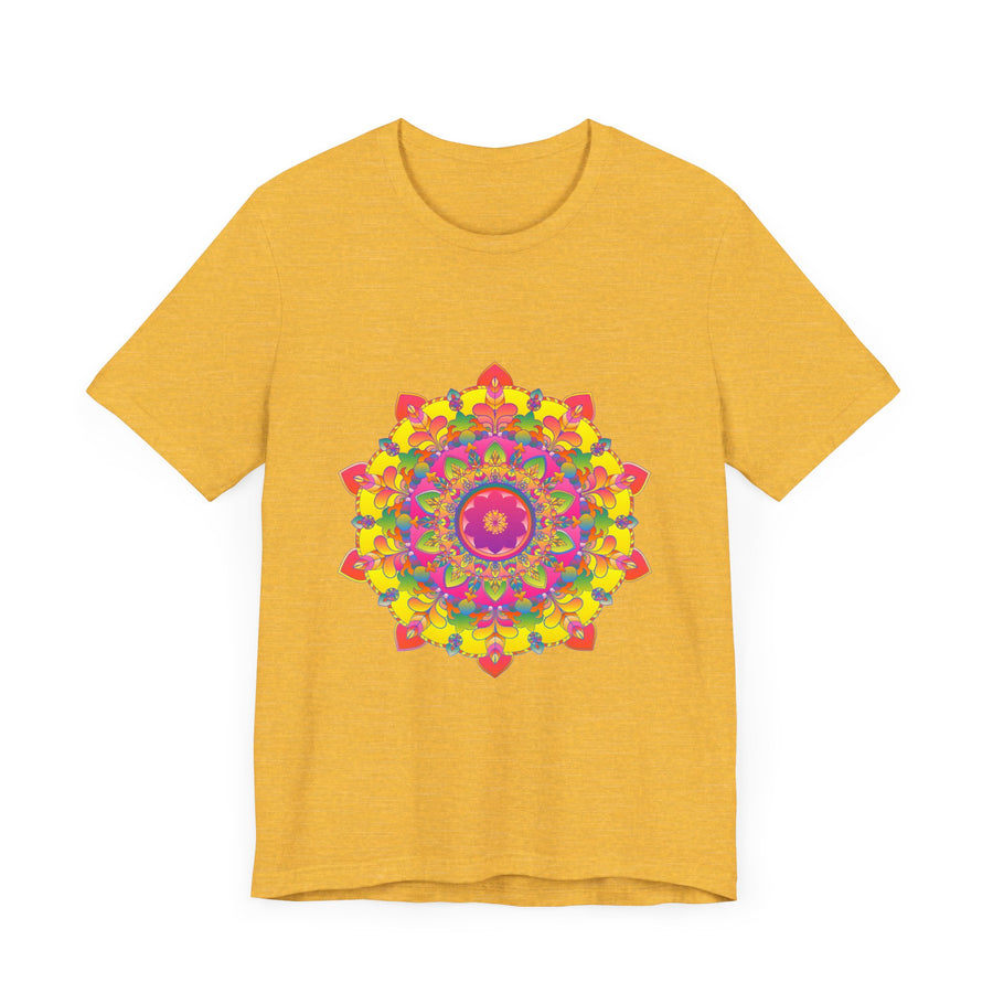Vibrant Mandala Tee featuring a colorful floral design with intricate patterns and bold hues, perfect for adding a pop of color to your wardrobe