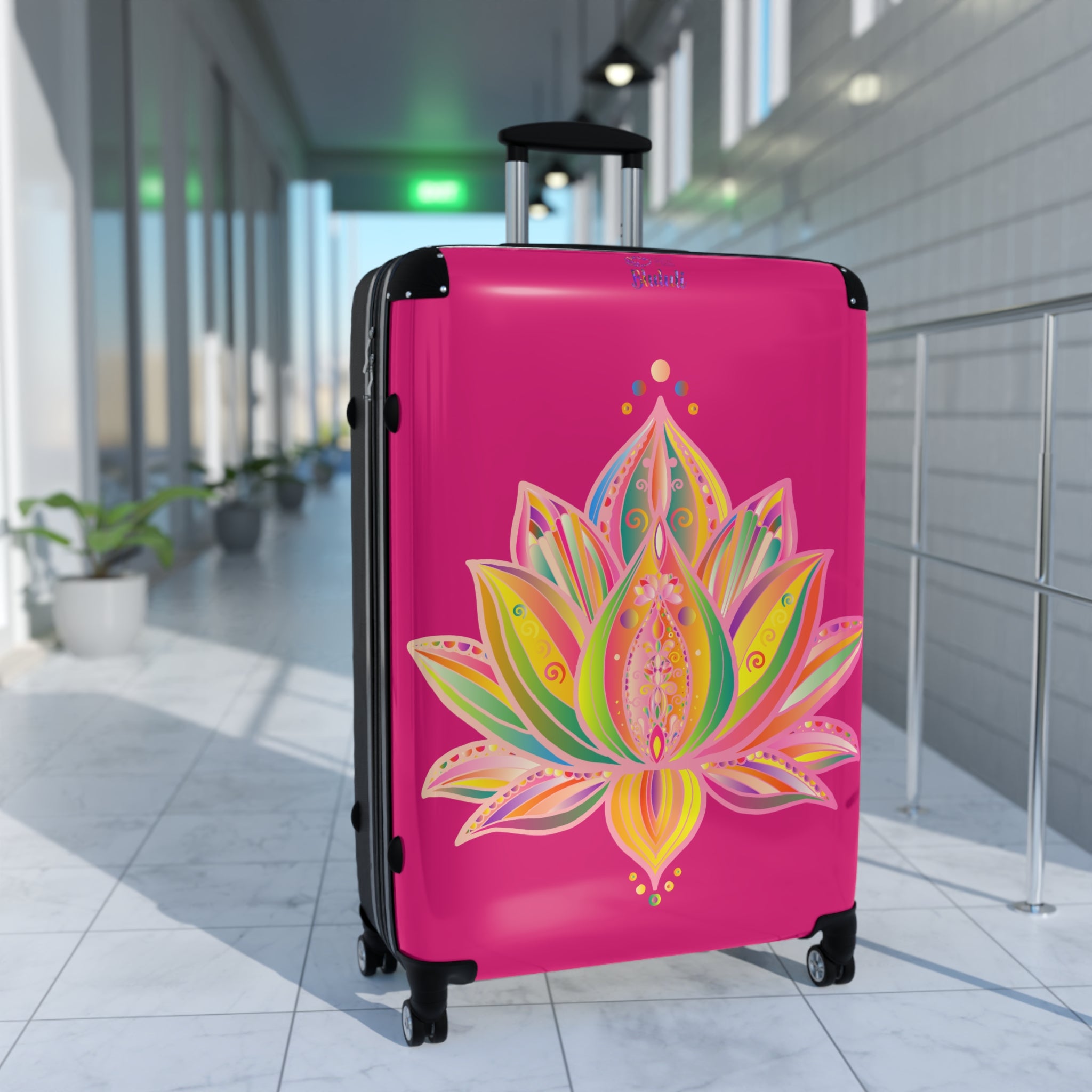 Pink Lotus Suitcase – Vibrant Floral Carry-On Luggage