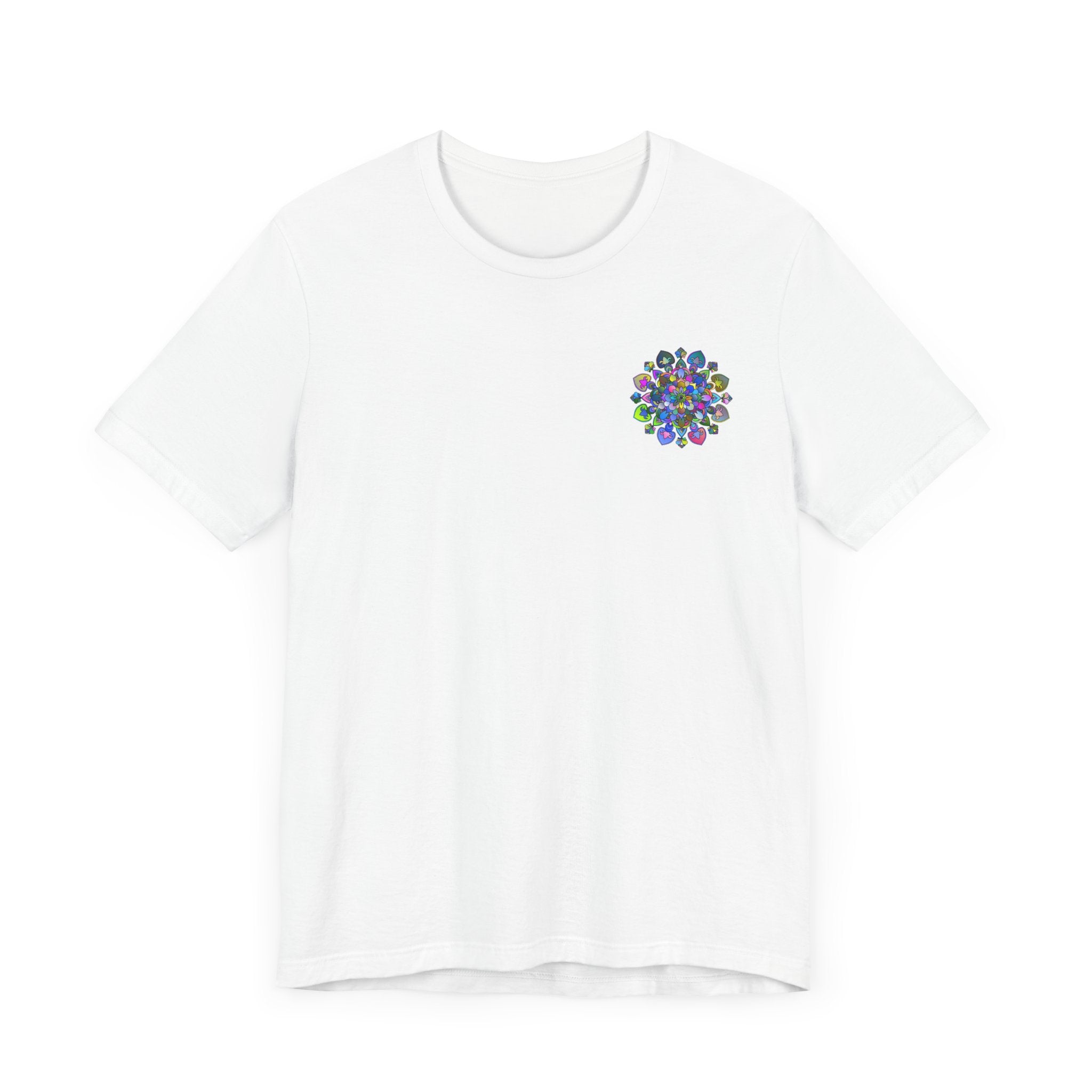 Blue and green mandala t-shirt for spiritual peace and harmony