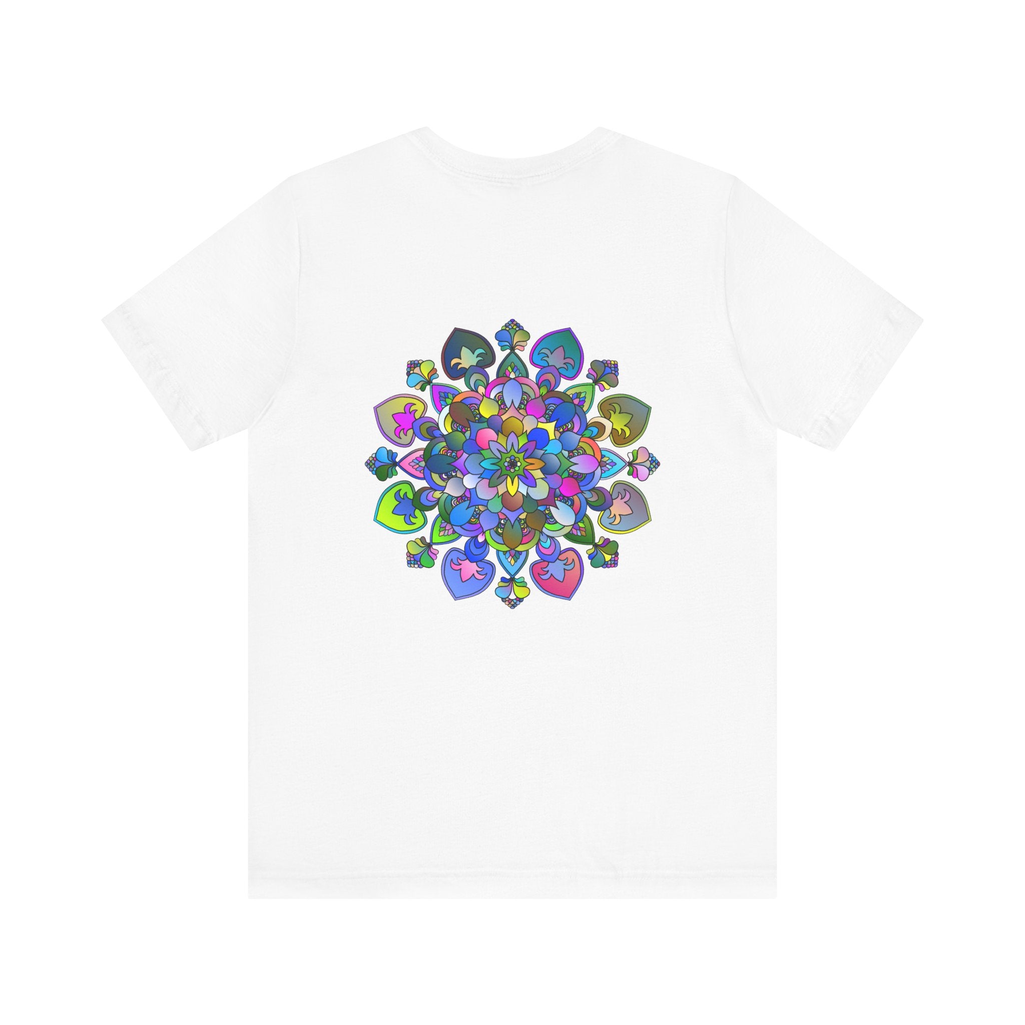 Vibrant and colorful mandala tee promoting peace and harmony
