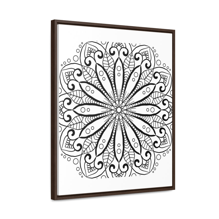 Mandala Handmade Art - Black & White Wall Art - Gallery Canvas Wraps, Vertical Frame - Beautiful intricate mandala design in monochrome colors