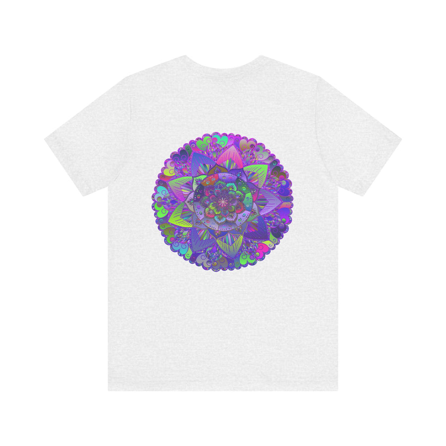 A close-up image of the Vibrant Mandala Tee, featuring intricate and colorful mandala design symbolizing spiritual peace and harmony