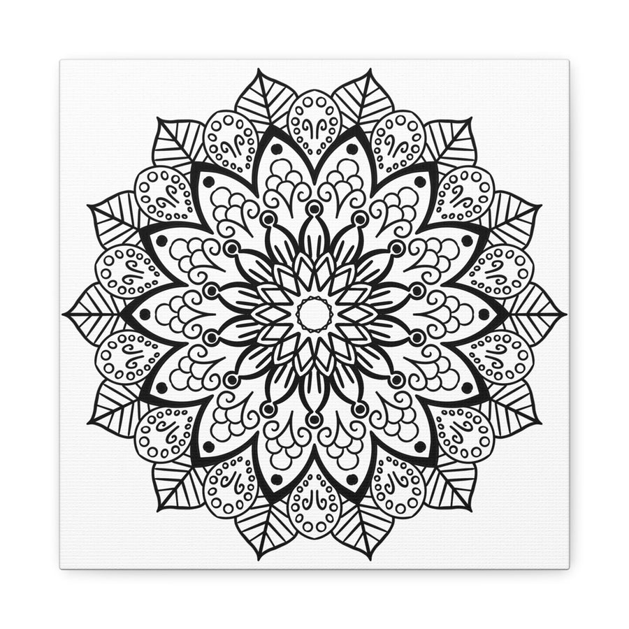 Handmade Mandala Art - Black & White Wall Art - Matte Canvas, Stretched, 125 - Intricate hand-drawn mandala design on high-quality canvas