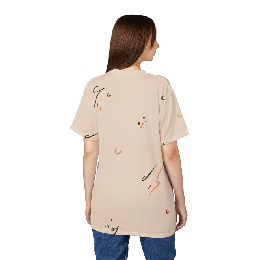 Serene Calligraphic Cat Graphic Tee - Minimal Cat Design