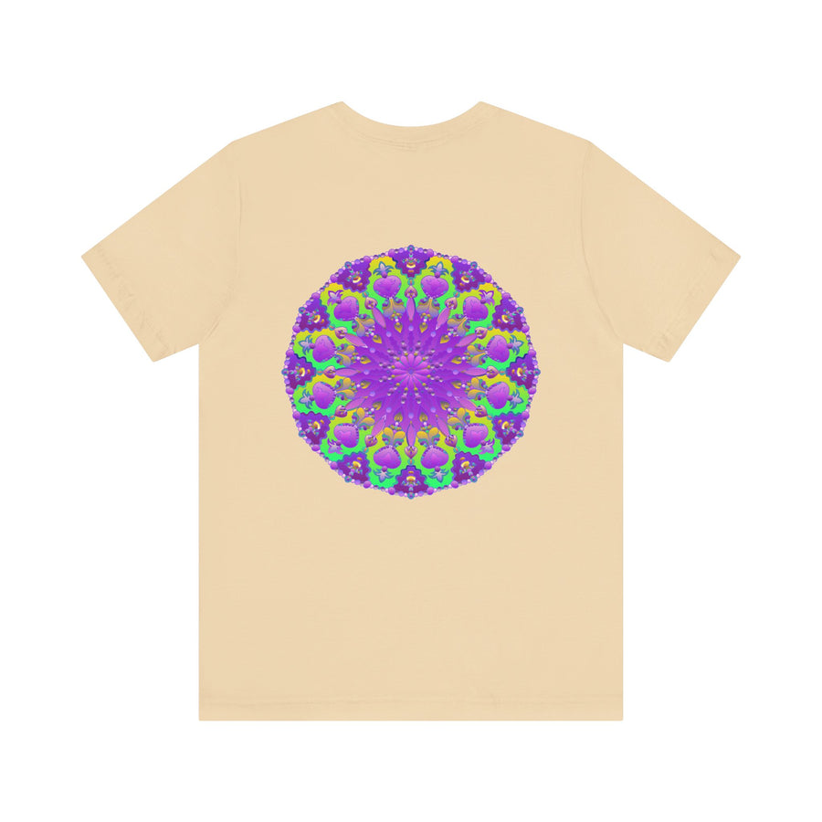 Beautiful purple mandala tee featuring intricate design for spiritual peace and harmony, perfect for meditation and yoga practice