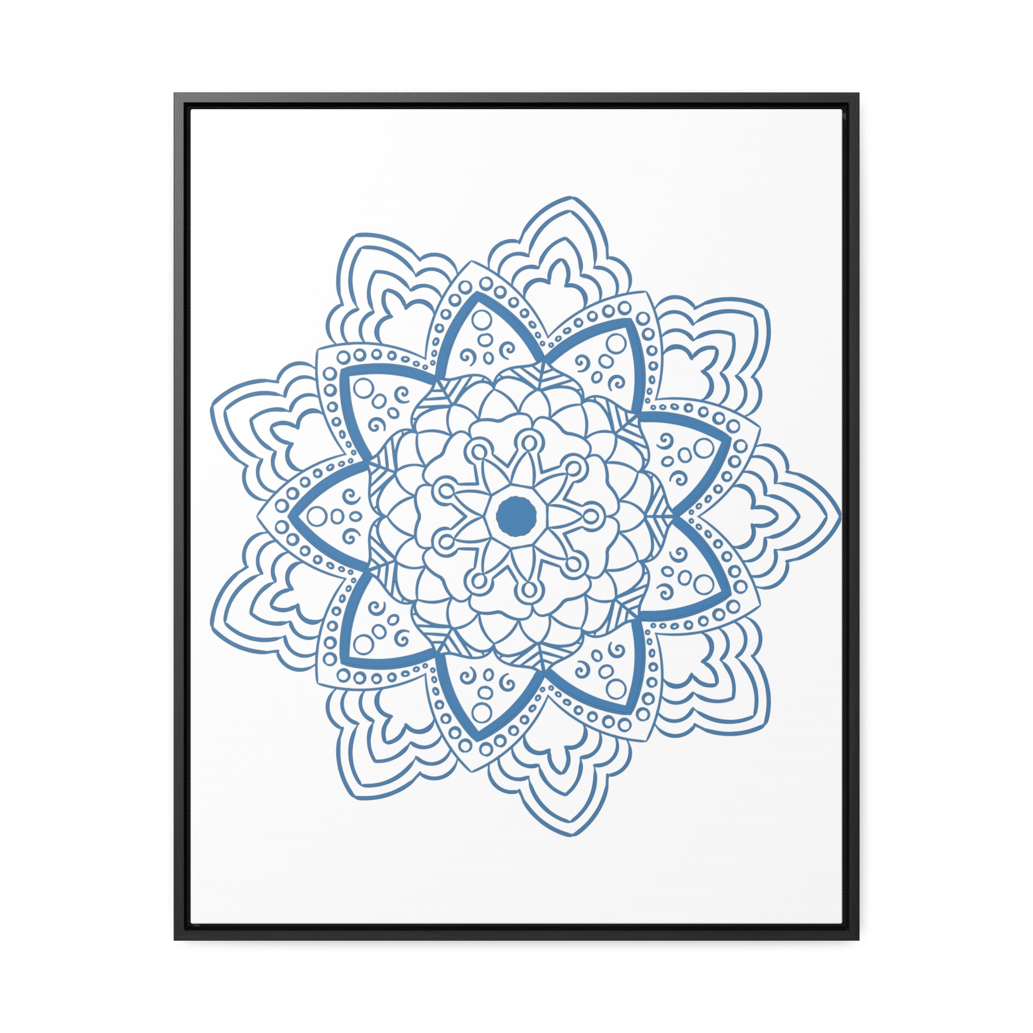 Vertical Frame Mandala Design Wall Art in Steel Blue