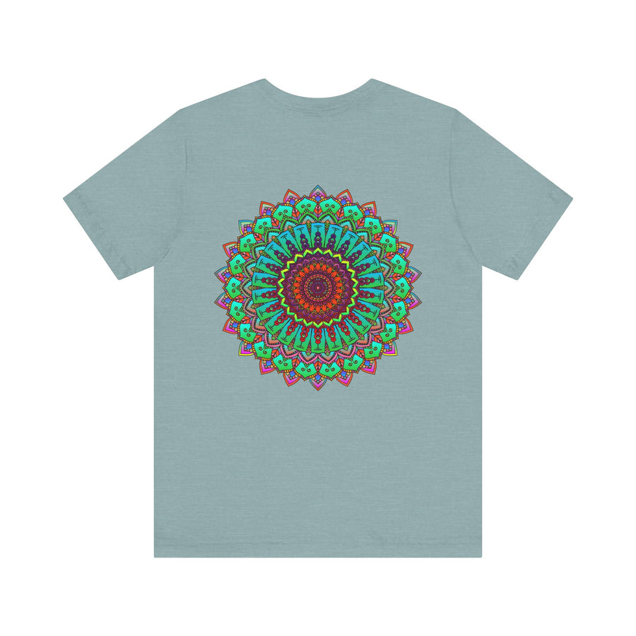 Vibrant Mandala Tee featuring a colorful, intricate design representing spiritual peace and harmony, perfect for meditation and mindfulness practice