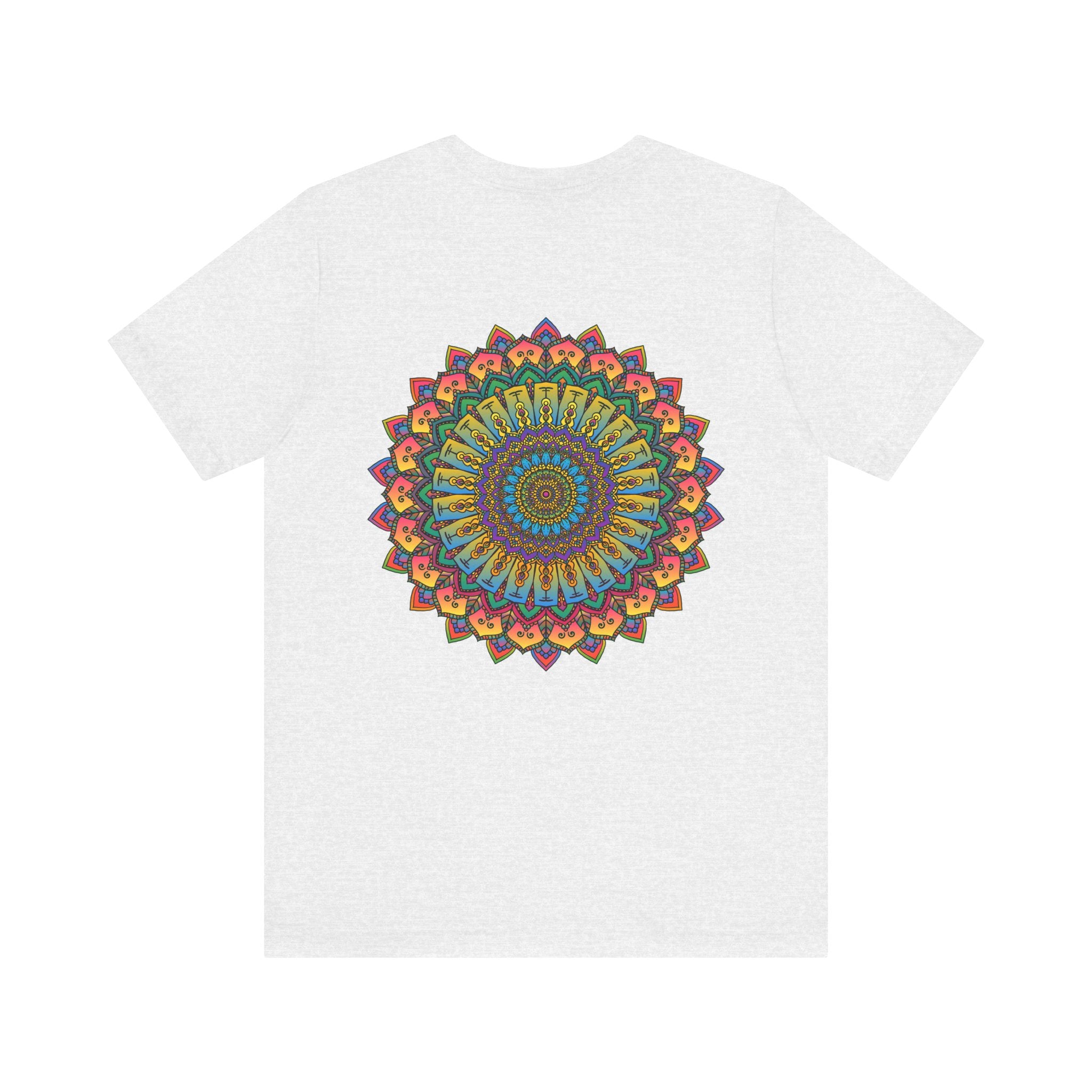 Vibrant Mandala Tee featuring intricate design and vibrant colors, promoting spiritual peace and harmony through its beautiful and symbolic imagery