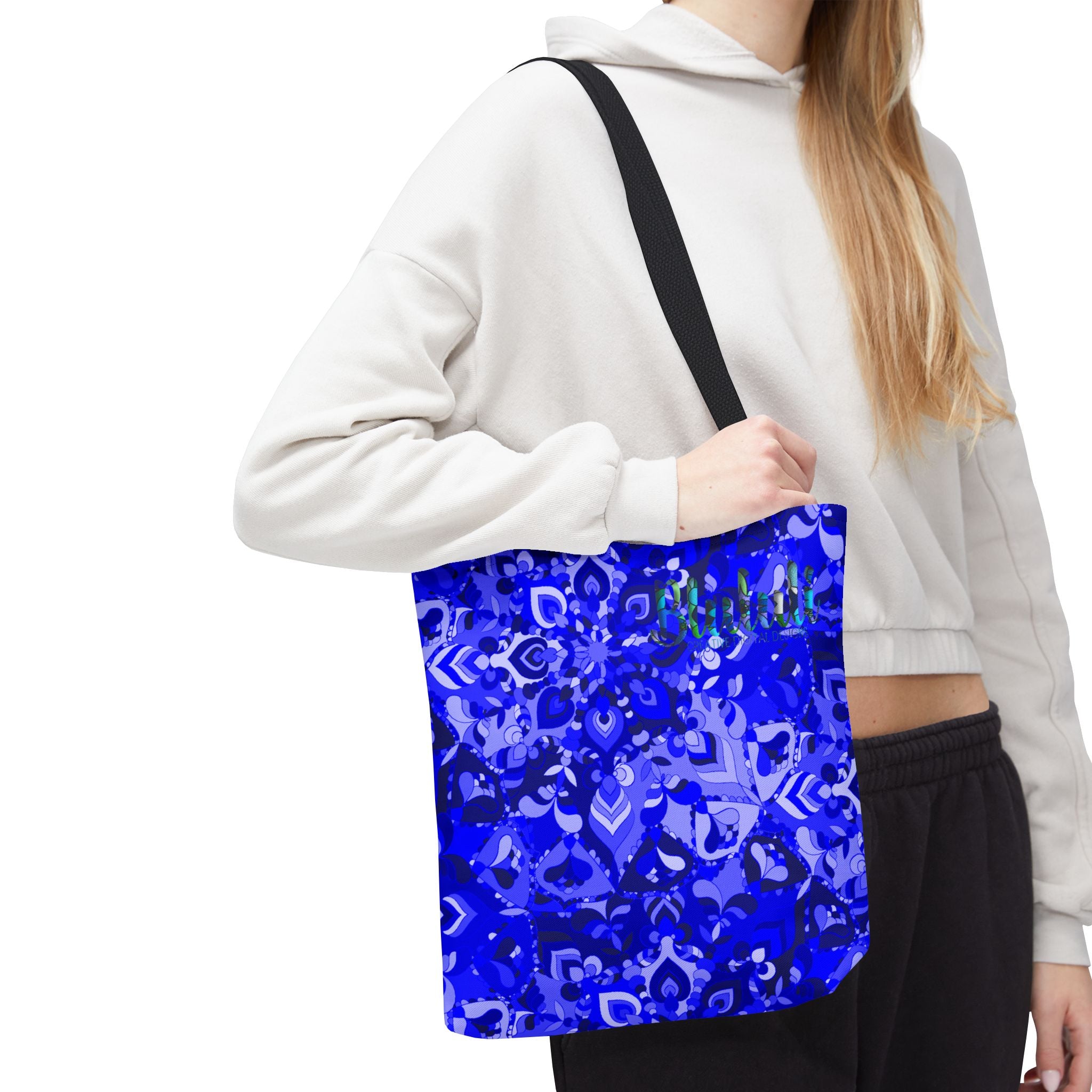 Borsa tote con design mandala blu per un uso quotidiano elegante