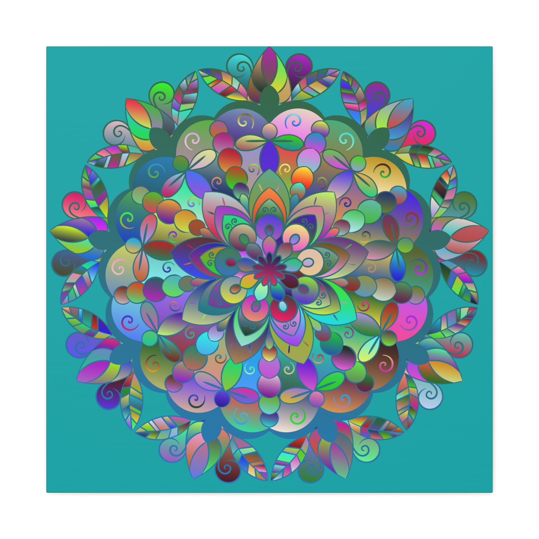 Stampa d'Arte su Tela Opaca Mandala Floreale Colorata — Tesa 3 cm