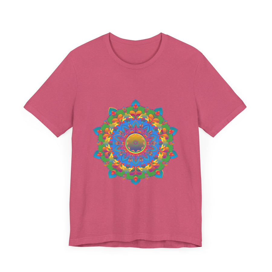 Colorful mandala t-shirt featuring an intricate and vibrant design perfect for adding a pop of color to your wardrobe