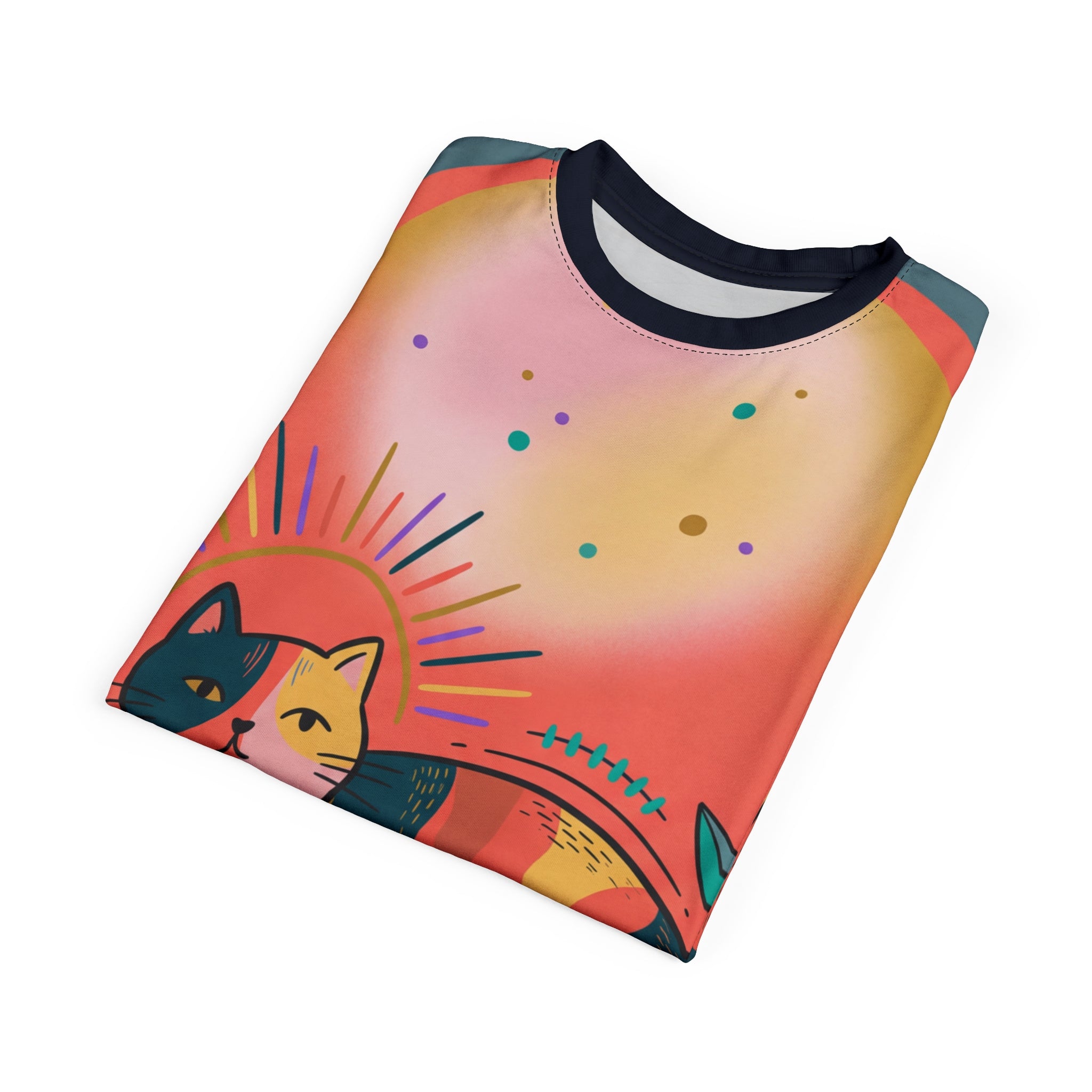 T-Shirt „Katze Sonne & Schatten“ – „Nickerchen, Snack, Wiederholung“