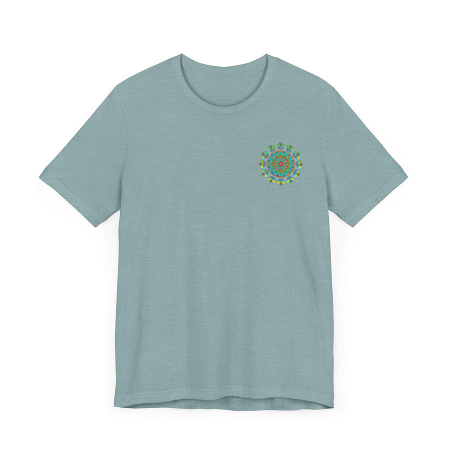 Colorful and intricate mandala design on a t-shirt, radiating spiritual vibes