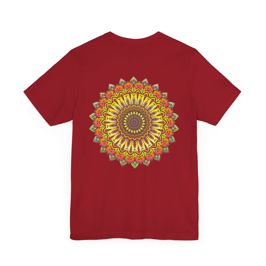Colorful mandala tee conveying a message of peace and harmony