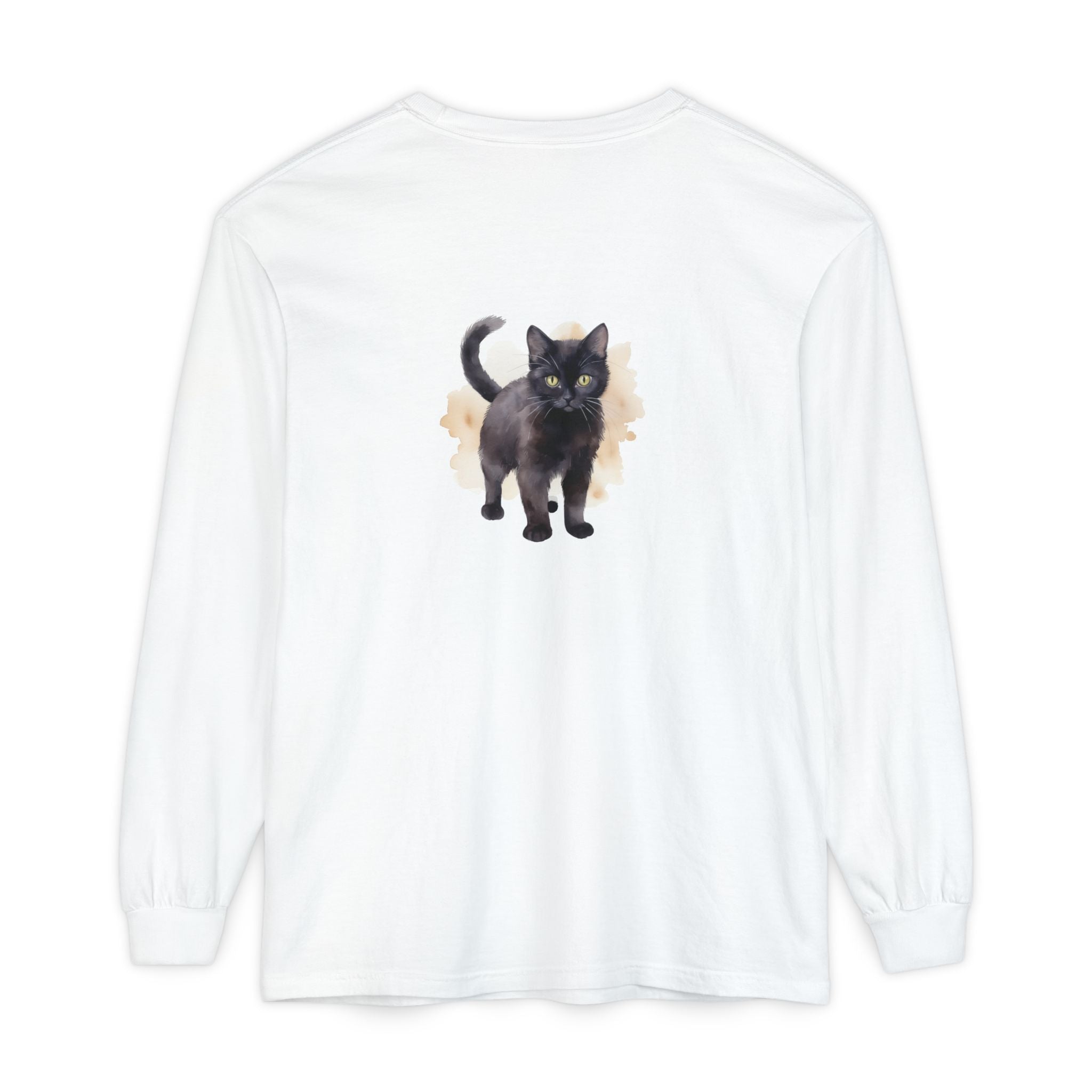 Full Sleeve Tee | Black Cat Watercolor - Unisex