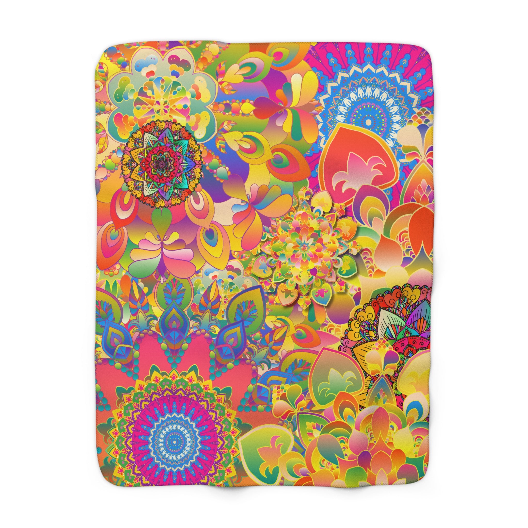 Psychedelic Floral Mandala Sherpa Blanket