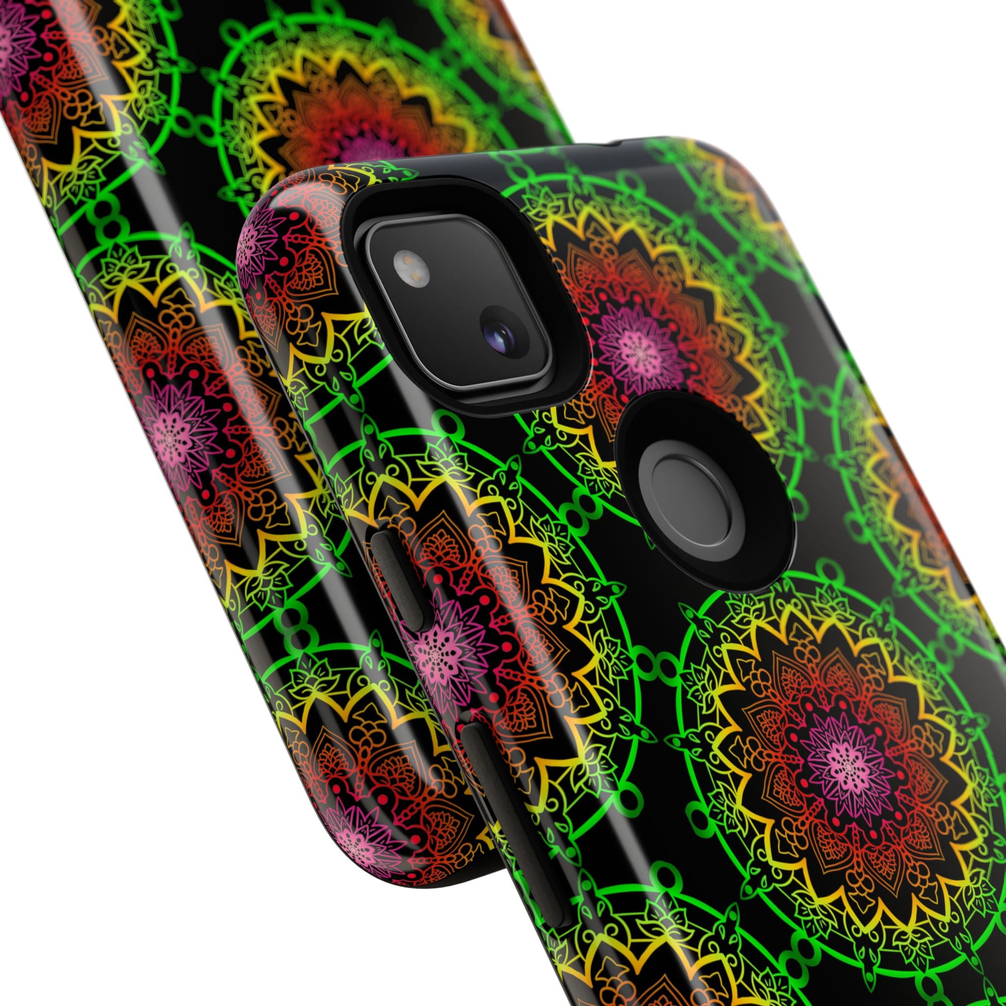 Custodia per telefono con mandala artistica, motivi audaci e stile moderno