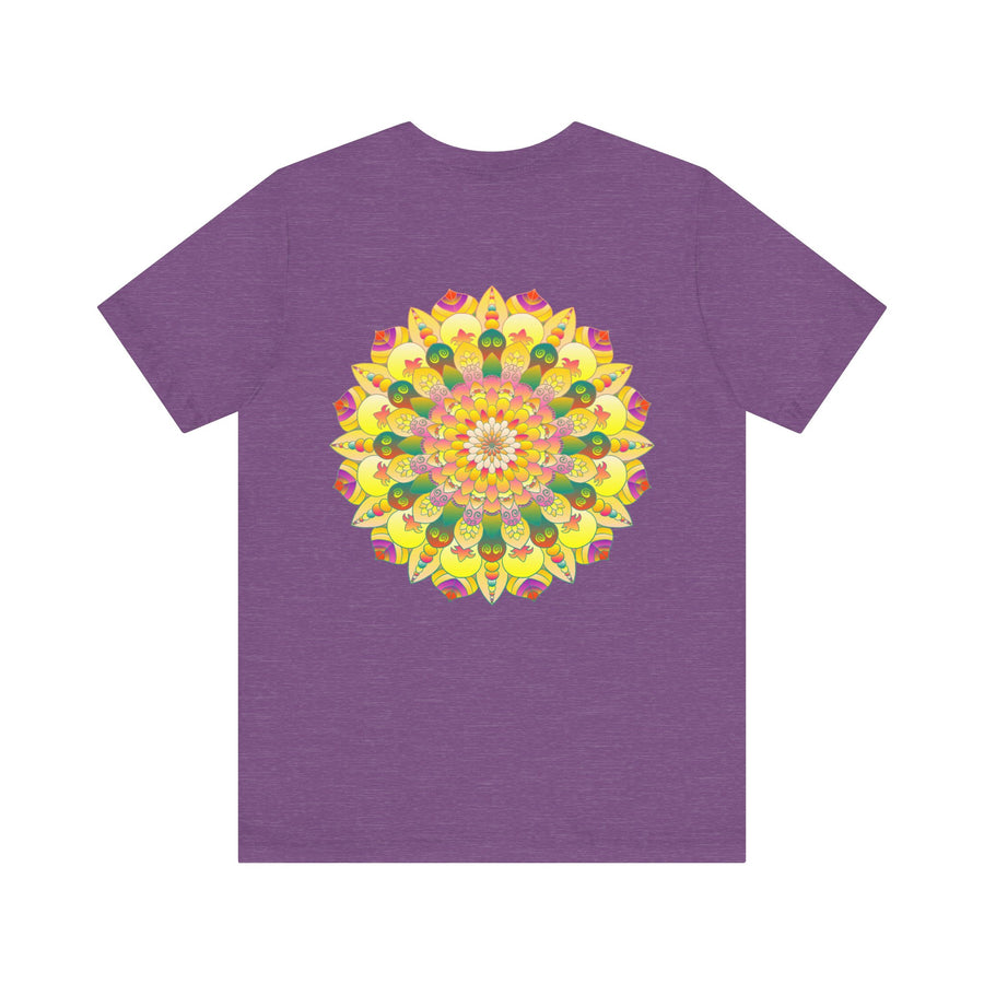 A detailed and colorful mandala design t-shirt promoting spiritual peace and harmony