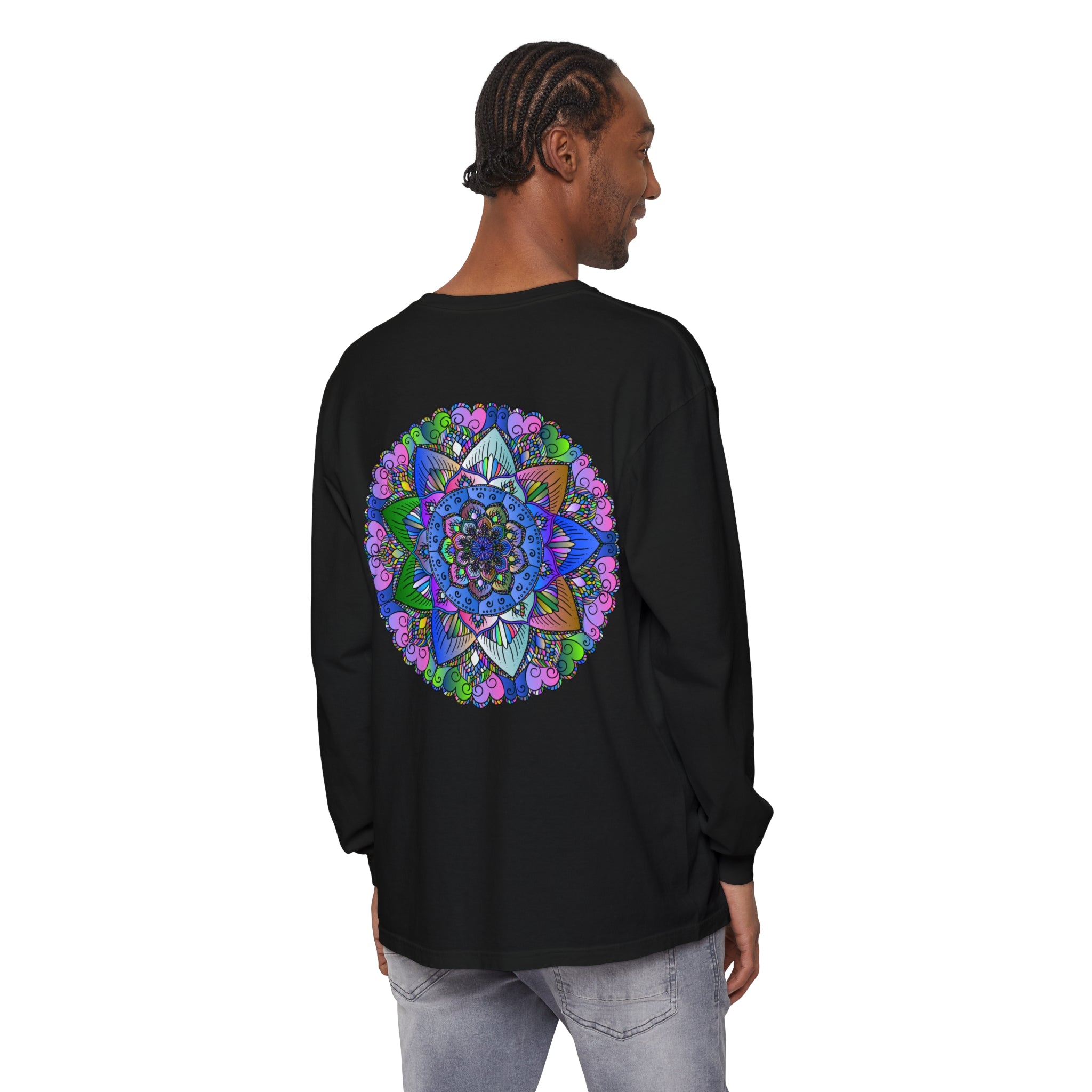 Unisex Long Sleeve Tee Featuring Stunning and Detailed Mandala Art