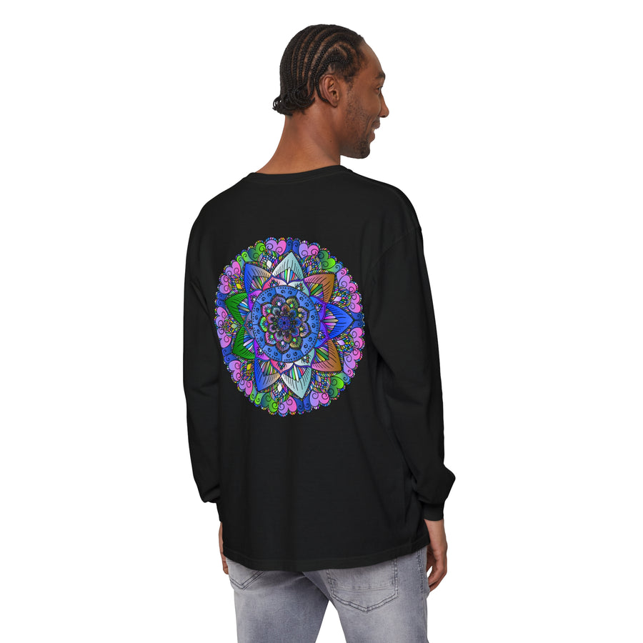 Unisex Long Sleeve Tee Featuring Stunning and Detailed Mandala Art