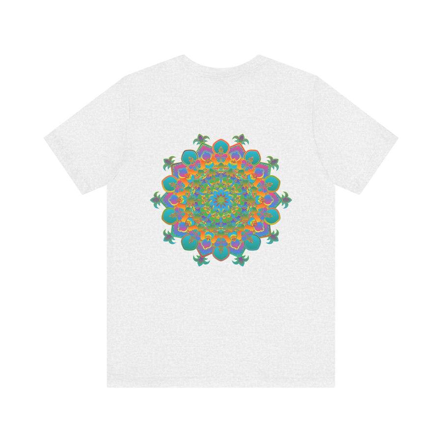 A vibrant mandala tee featuring intricate spiritual designs for peace and harmony