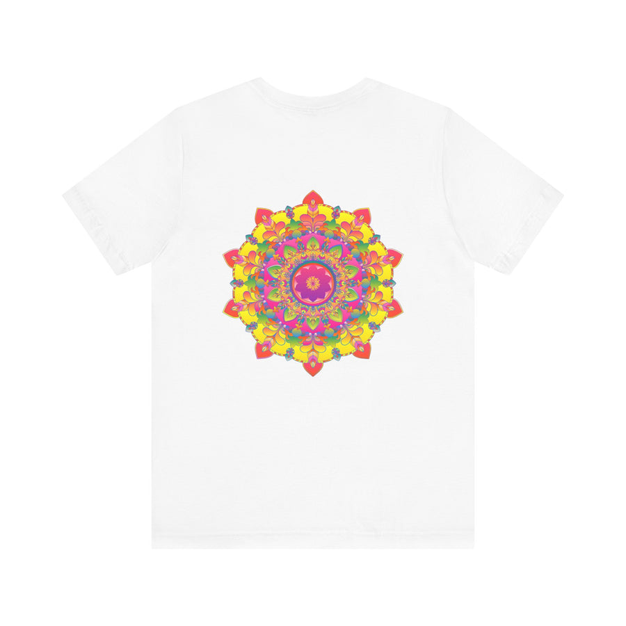 A colorful mandala design t-shirt promoting spiritual peace and harmony