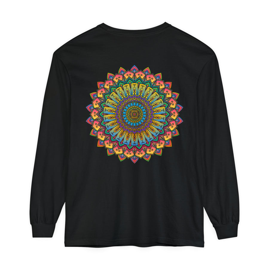 Intricate Mandala Unisex Long Sleeve T-Shirt with intricate geometric design