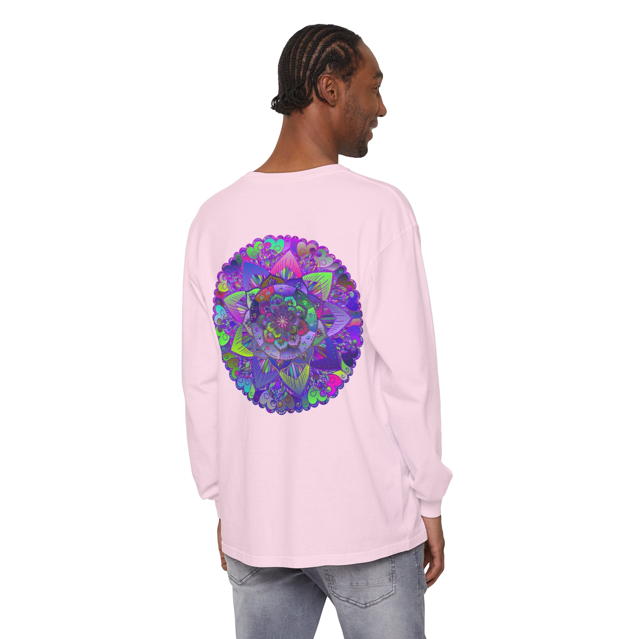 Detailed and intricate mandala design on high-quality long sleeve tee