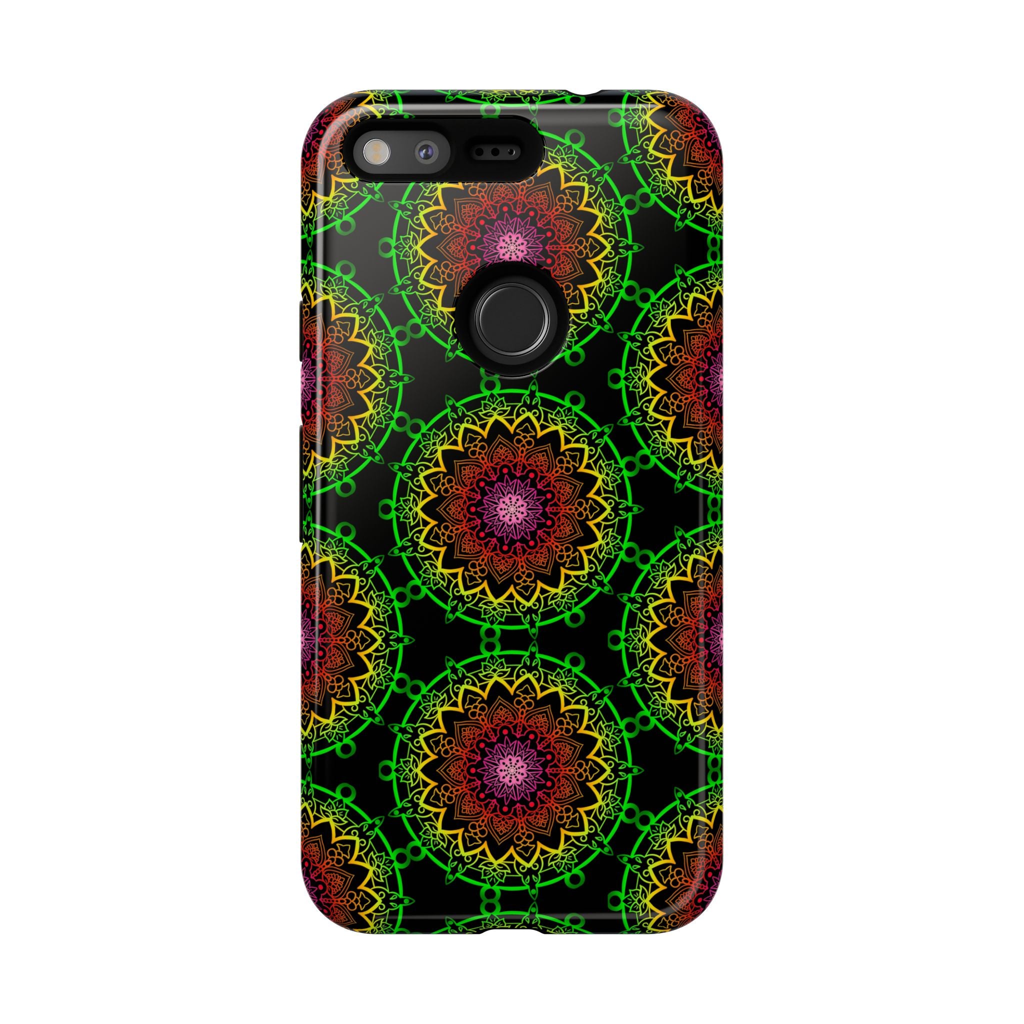 Custodia per telefono con mandala artistica, motivi audaci e stile moderno