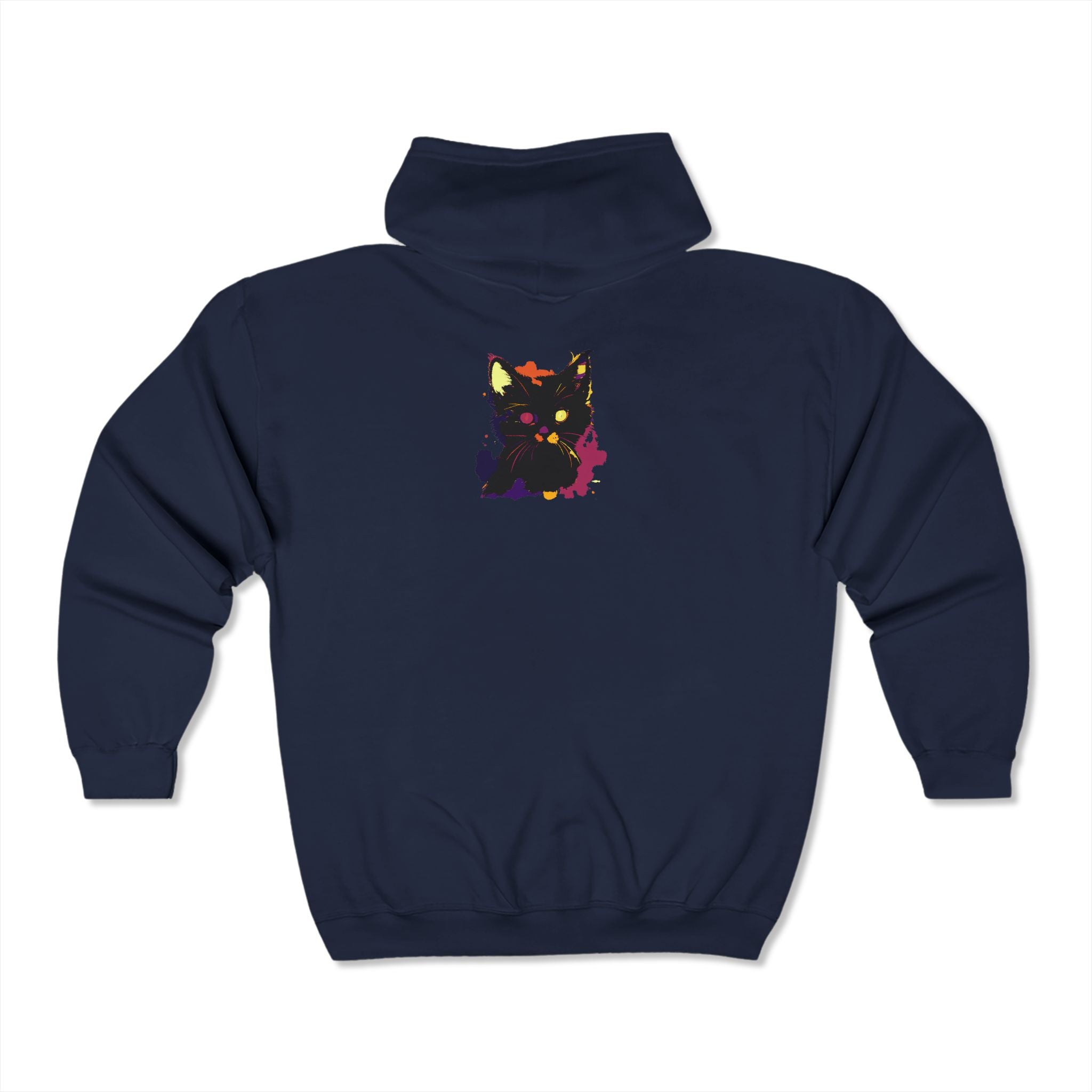Stunning black cat watercolor hoodie with a mystical and vibrant design
