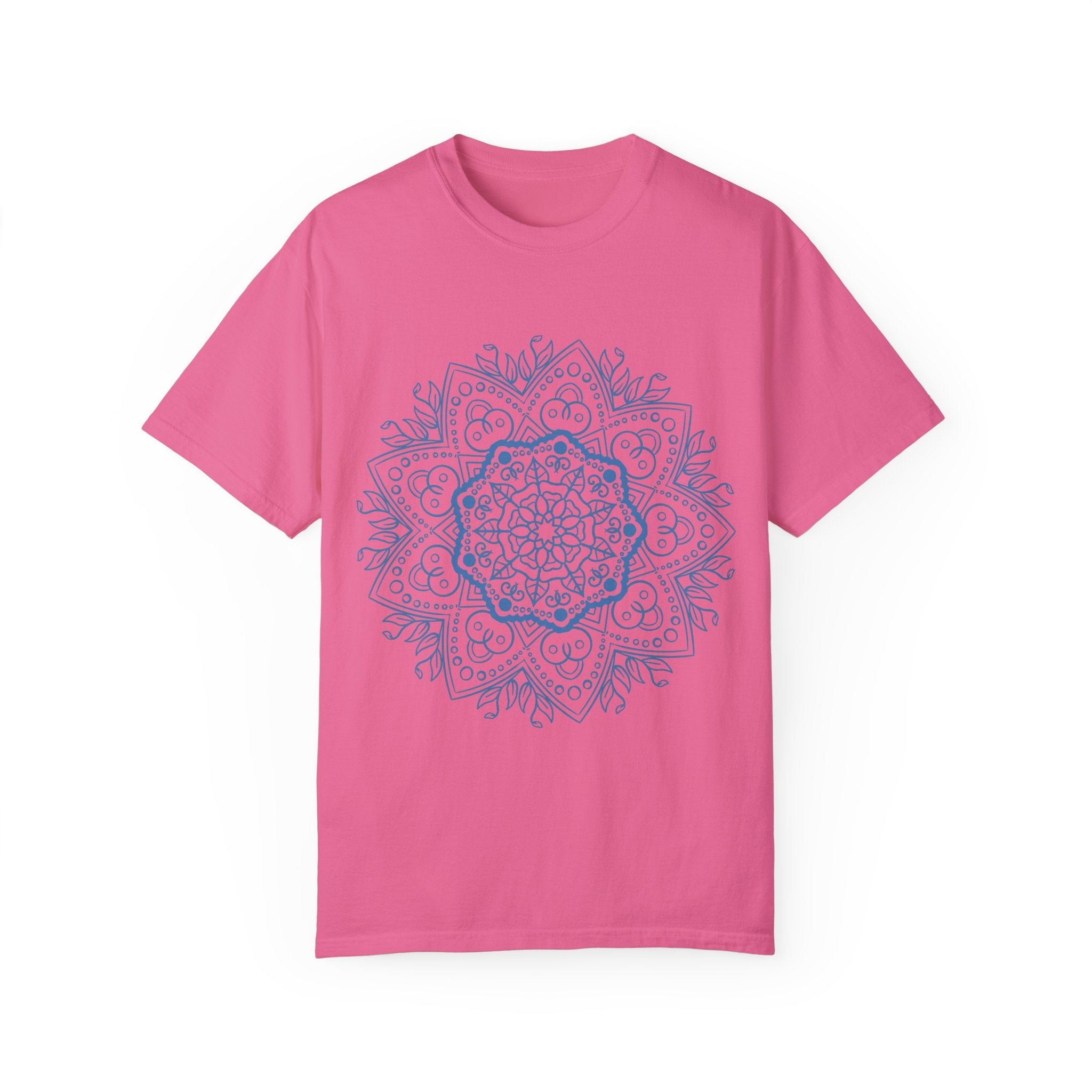 Handmade Mandala Art Tshirt - Unisex Garment-Dyed Tee with intricate hand-drawn design