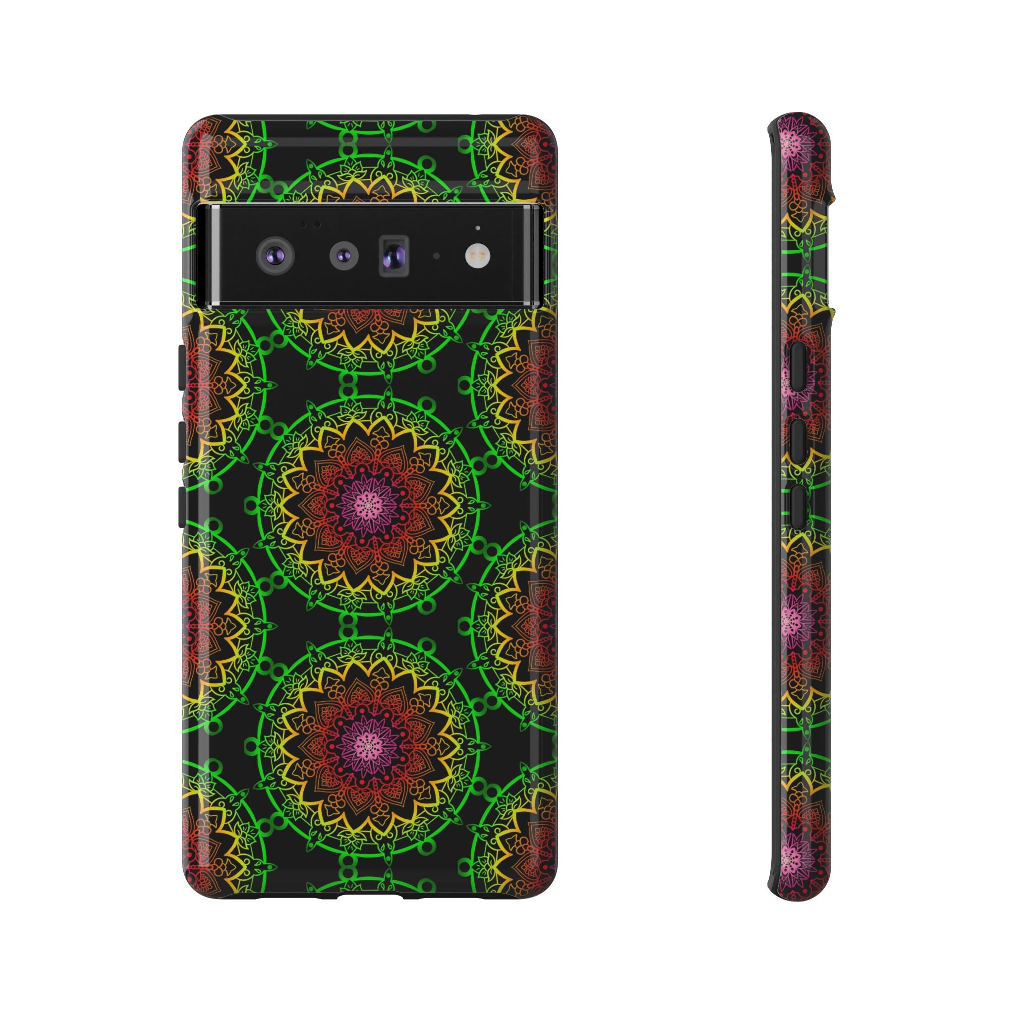 Custodia per telefono con mandala artistica, motivi audaci e stile moderno