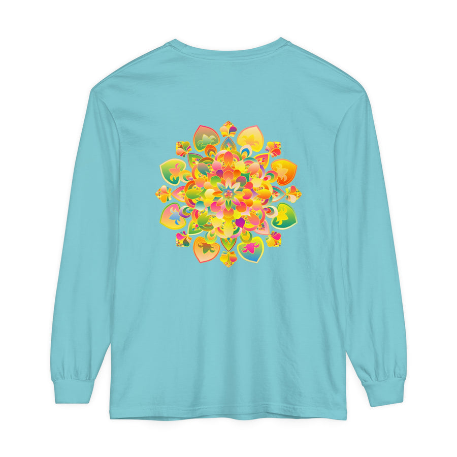 Colorful and intricate Psychedelic Mandala design on a long sleeve T-shirt