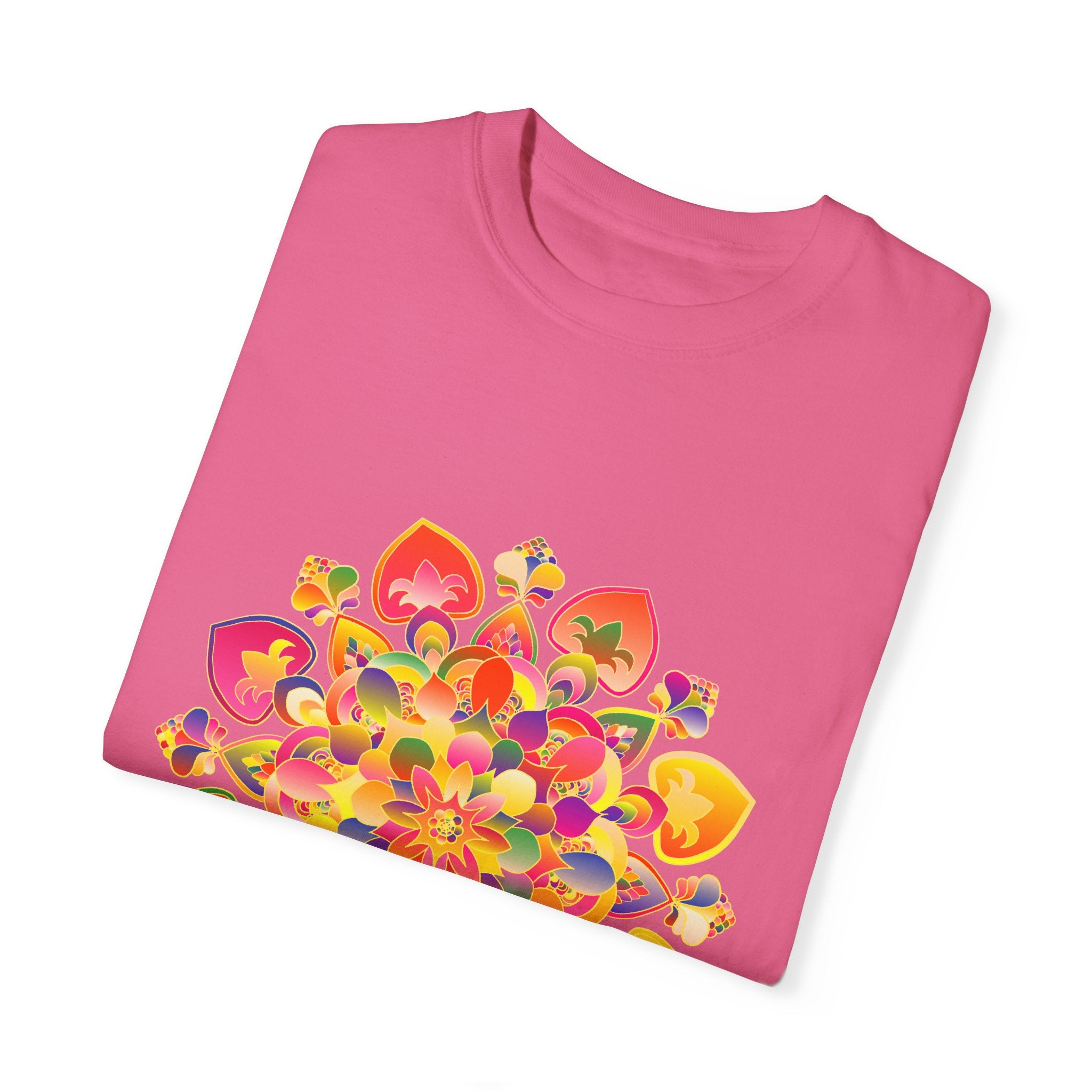 Hand-Drawn Mandala T-Shirt featuring a colorful and detailed design