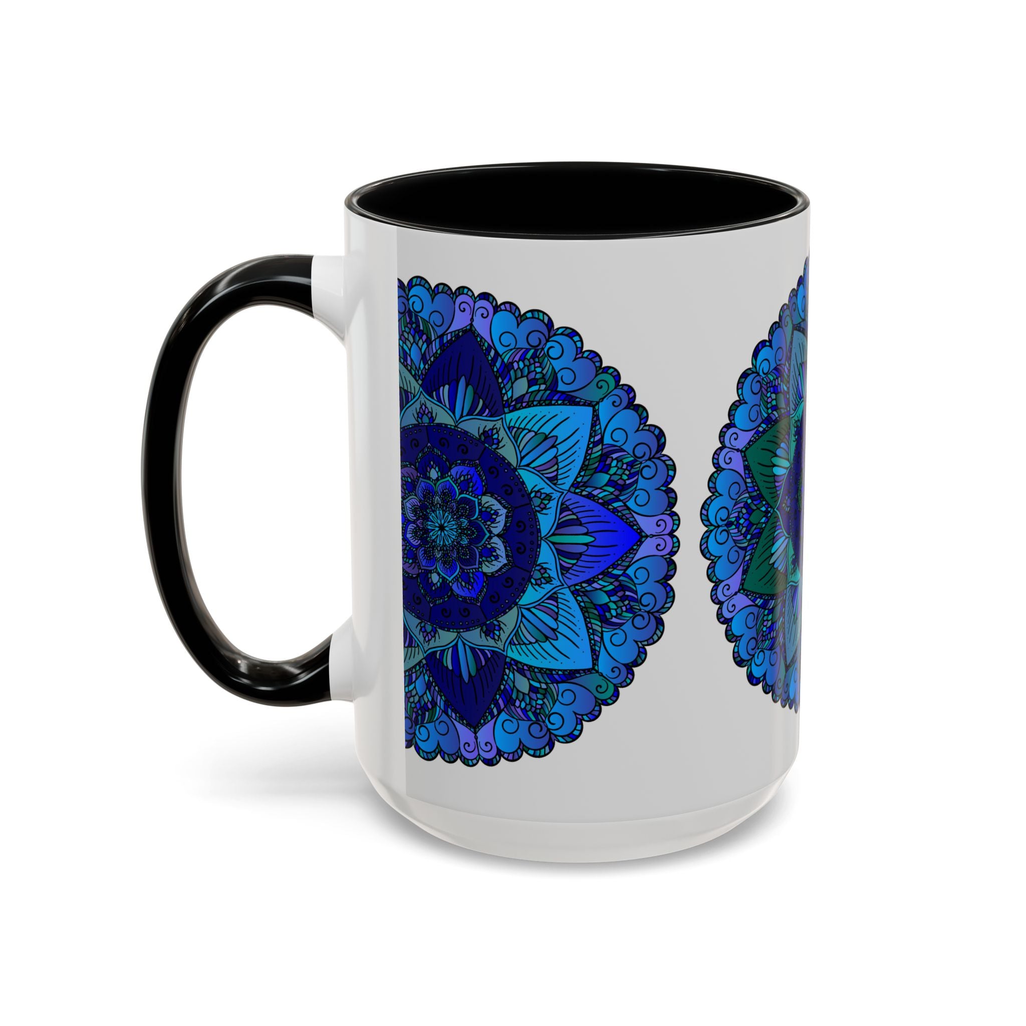 Exquisite mandala mug in shades of blue and purple for a calming tea time