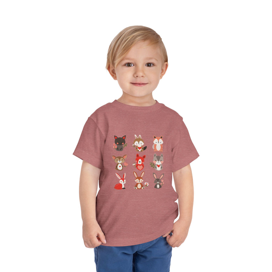 Animal Love Toddler Tee, Cute Cartoon Animals T-Shirt for Kids