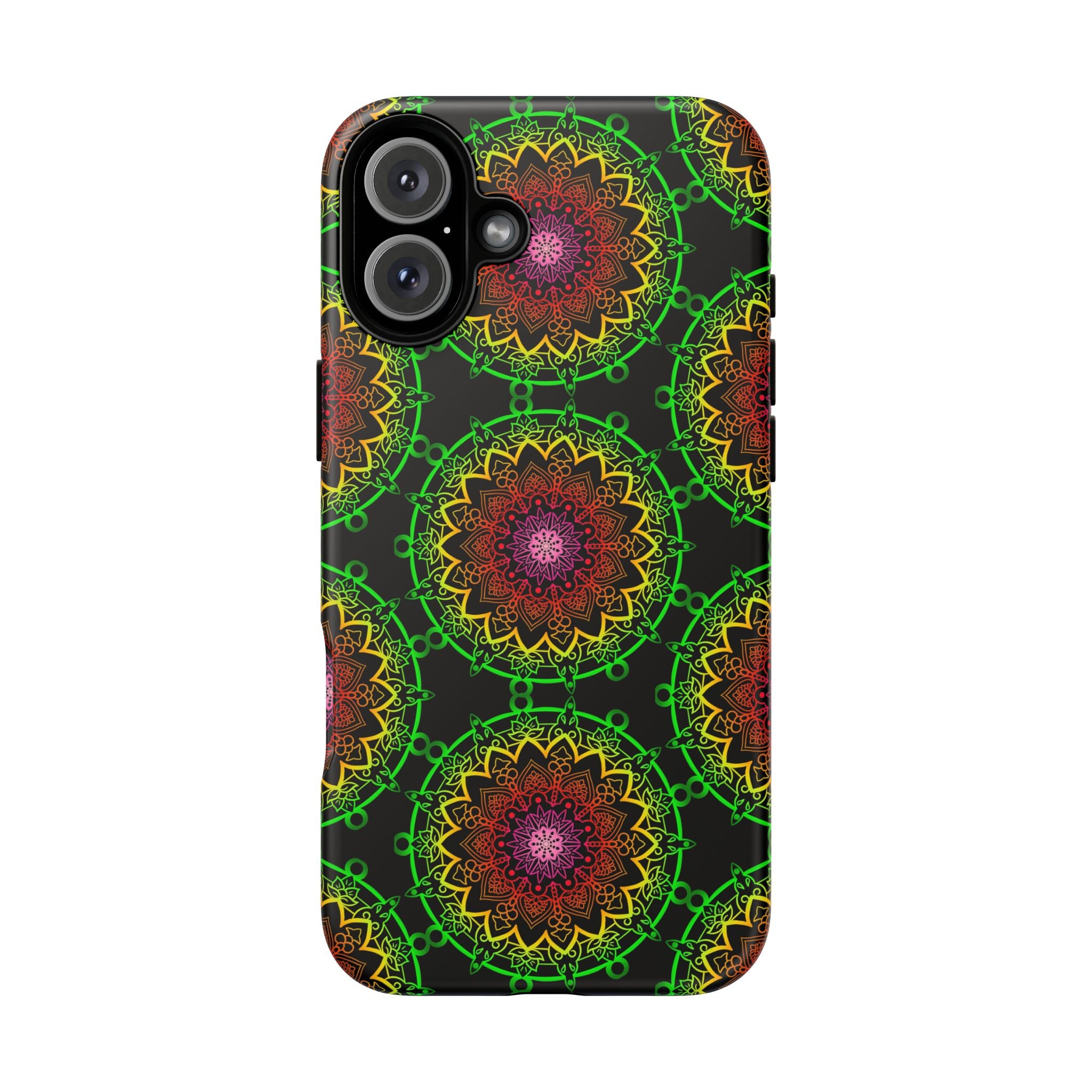 Custodia per telefono con mandala artistica, motivi audaci e stile moderno