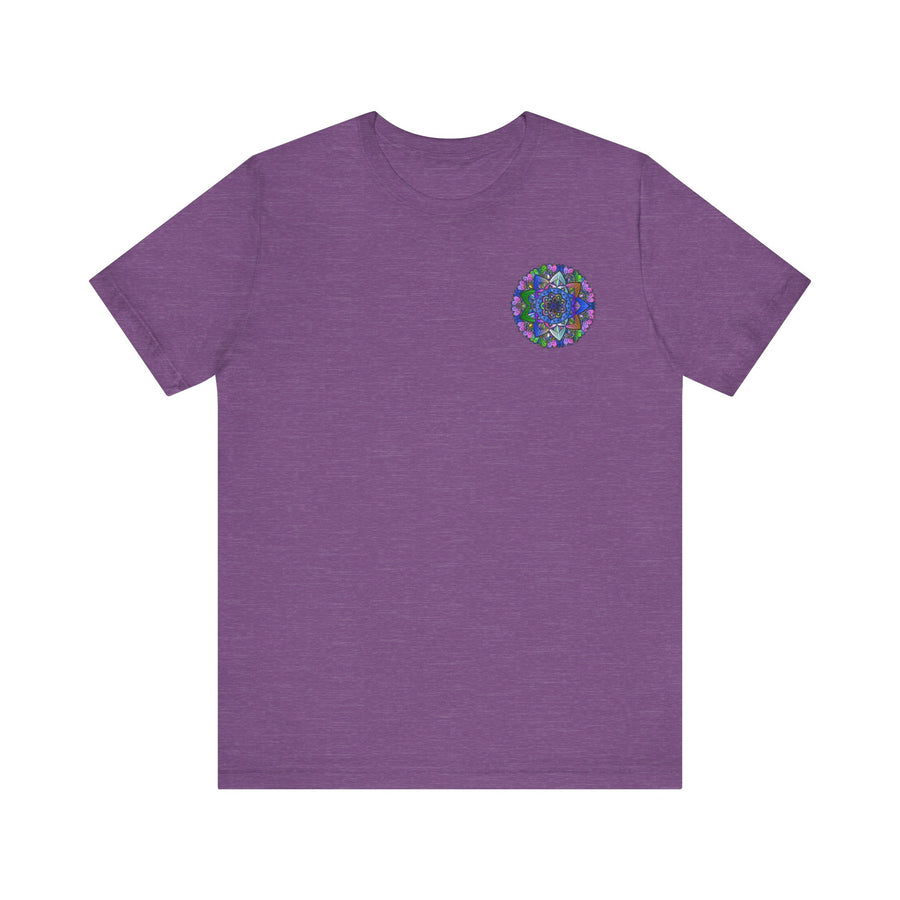 Vibrant Mandala T-Shirt in shades of blue and purple with lotus flower design