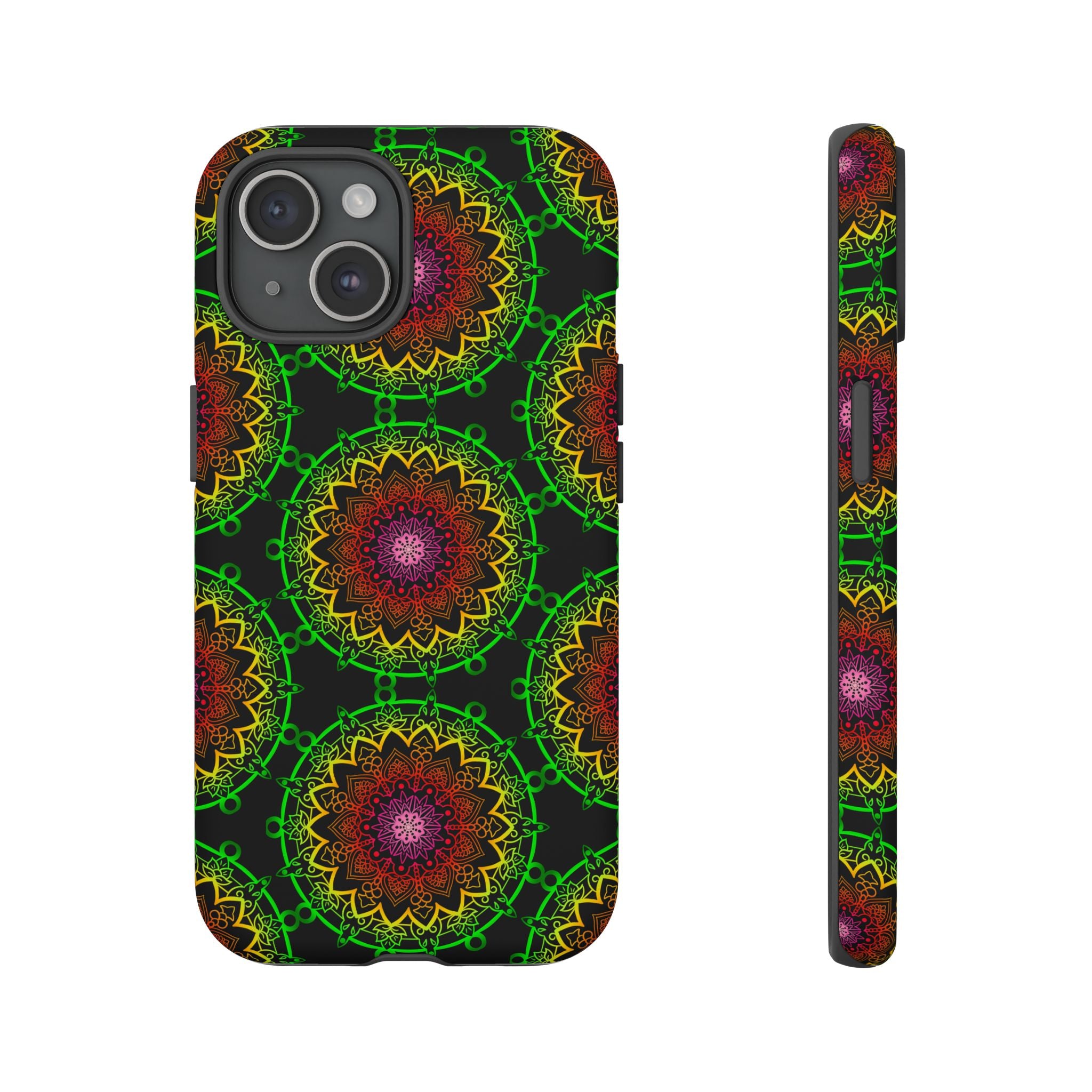 Custodia per telefono con mandala artistica, motivi audaci e stile moderno