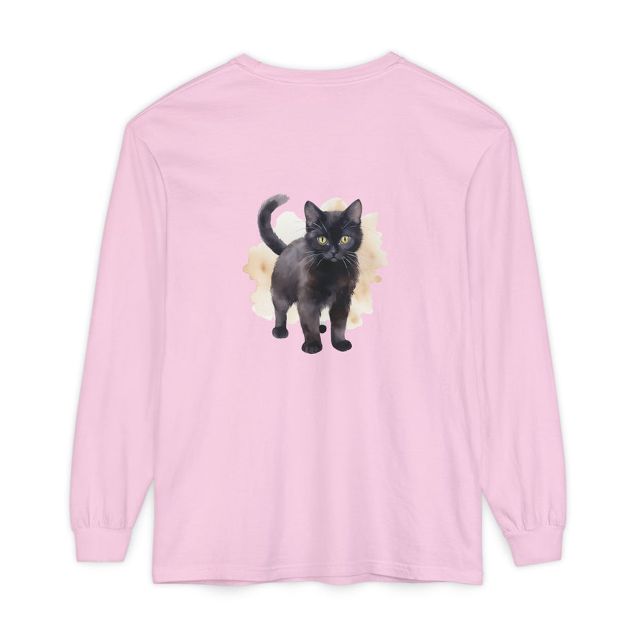 Full Sleeve Tee | Black Cat Watercolor - Unisex