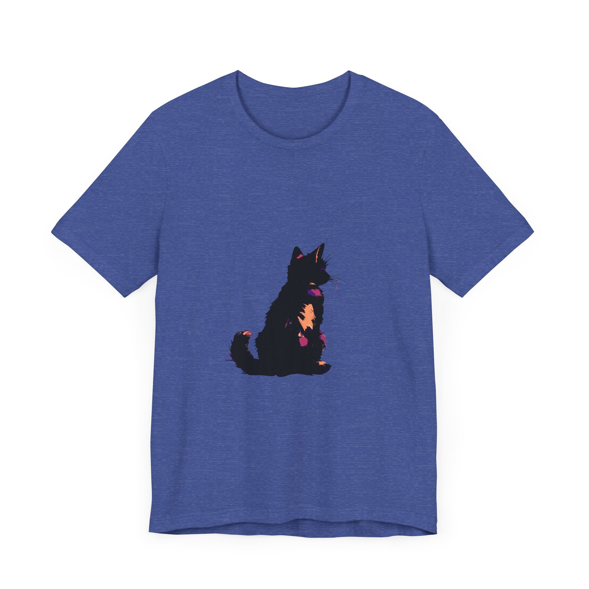 Black Cat Mystery Abstract T-Shirt: A stylish and unique black t-shirt featuring an abstract design with a mysterious black cat motif