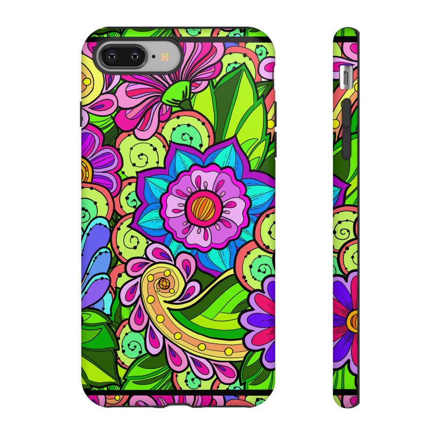 Floral Fantasy iPhone and Google Pixel Case in Bright Green Palette