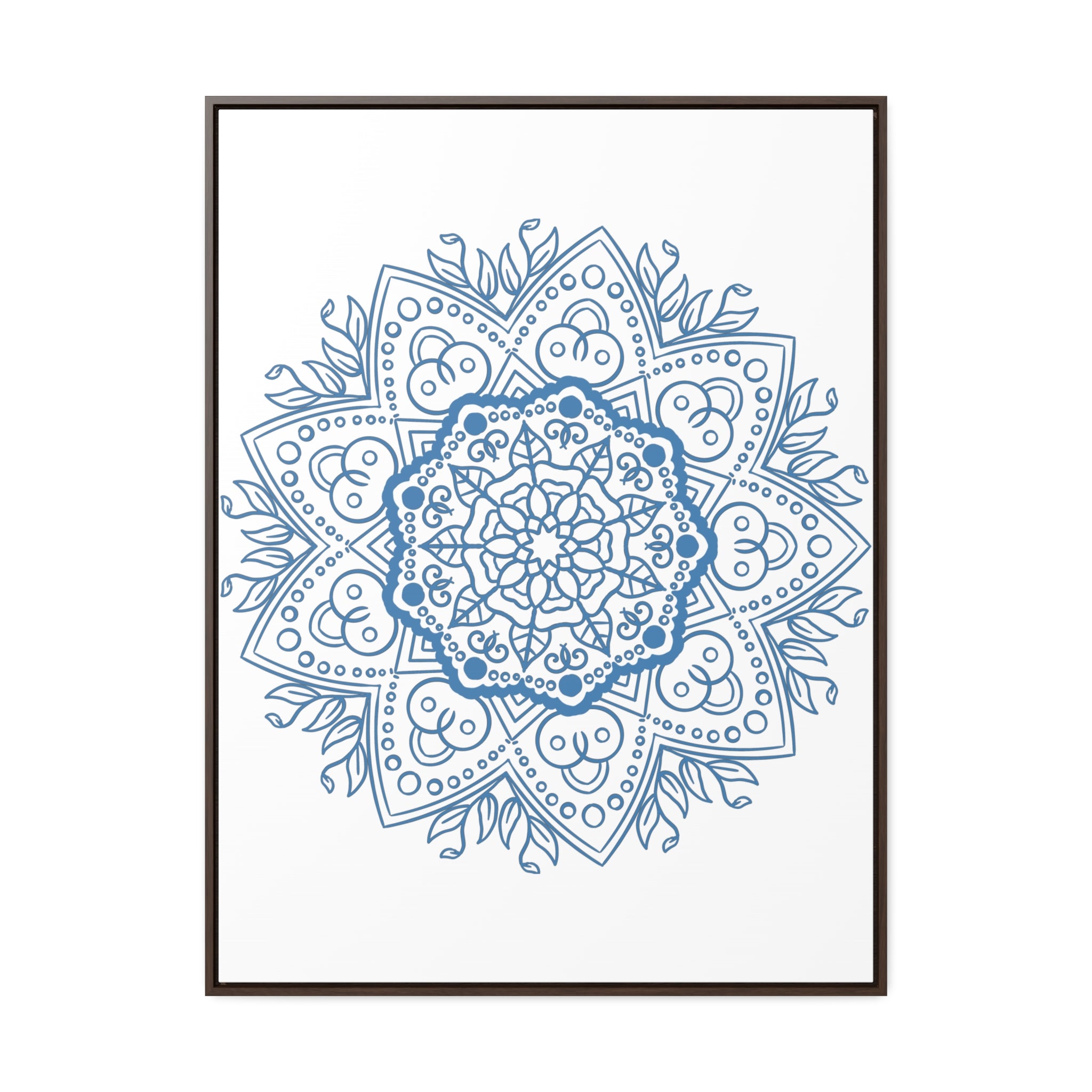Handmade steel blue mandala design wall art on gallery canvas wraps