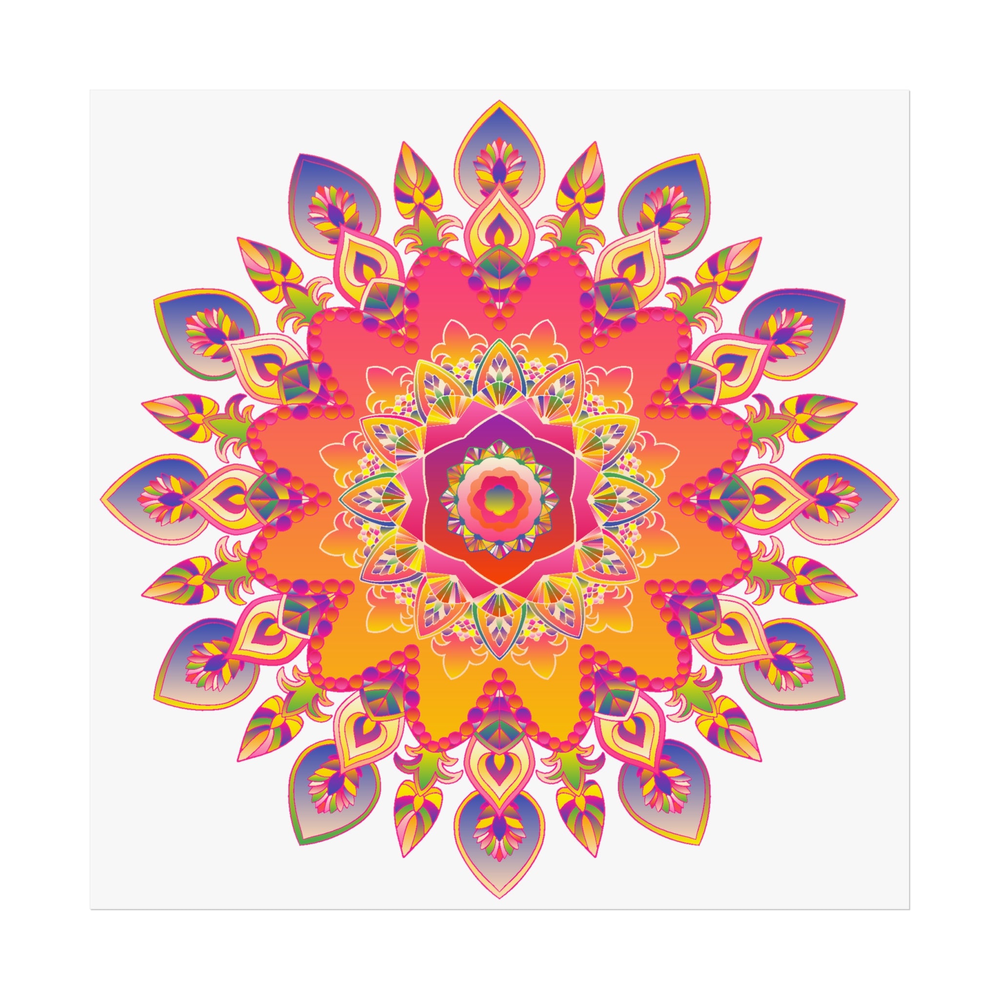 Vibrant Floral Mandala Fine Art Poster — Boho Wall Decor for Living Room & Meditation