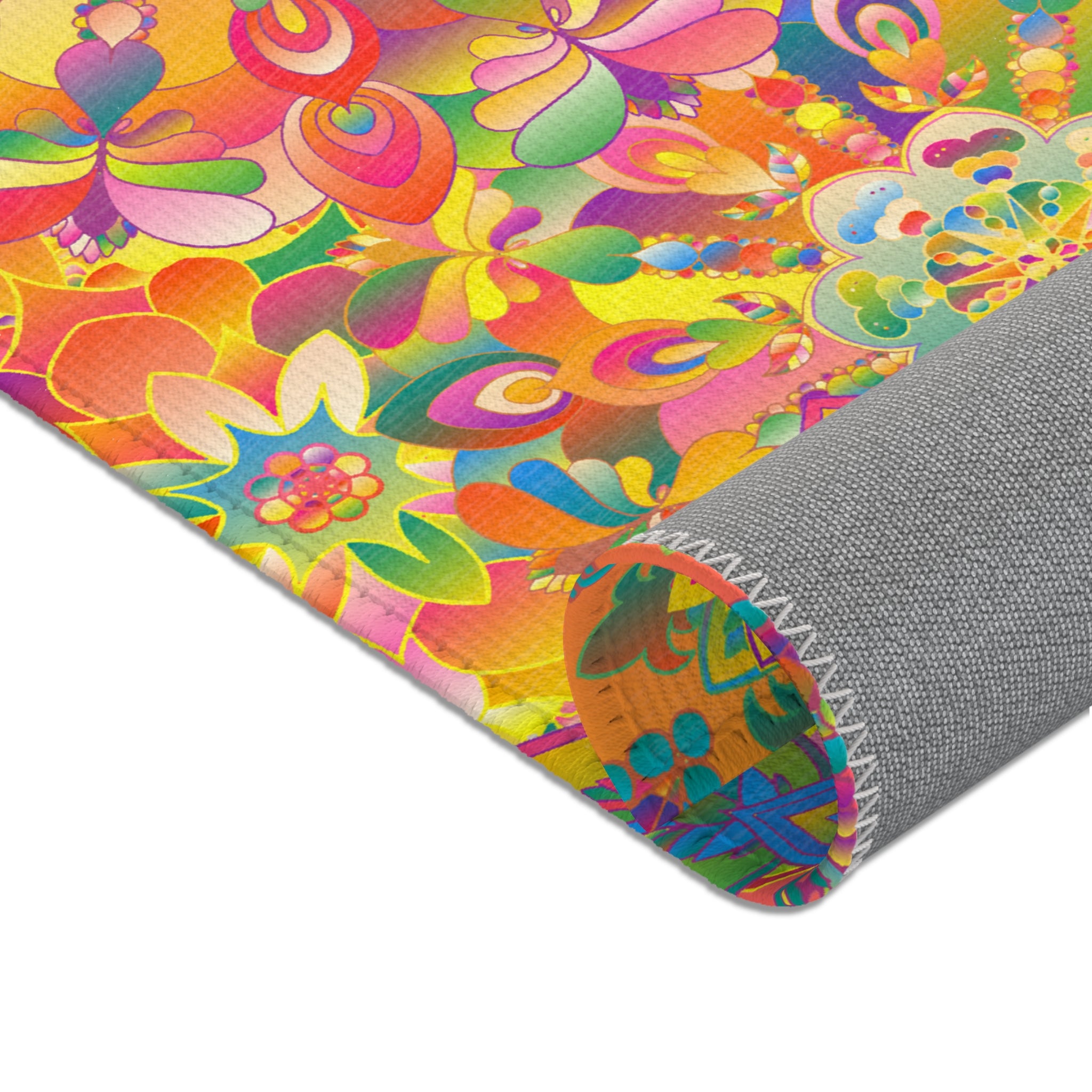 Psychedelic Floral Mandala Area Rug